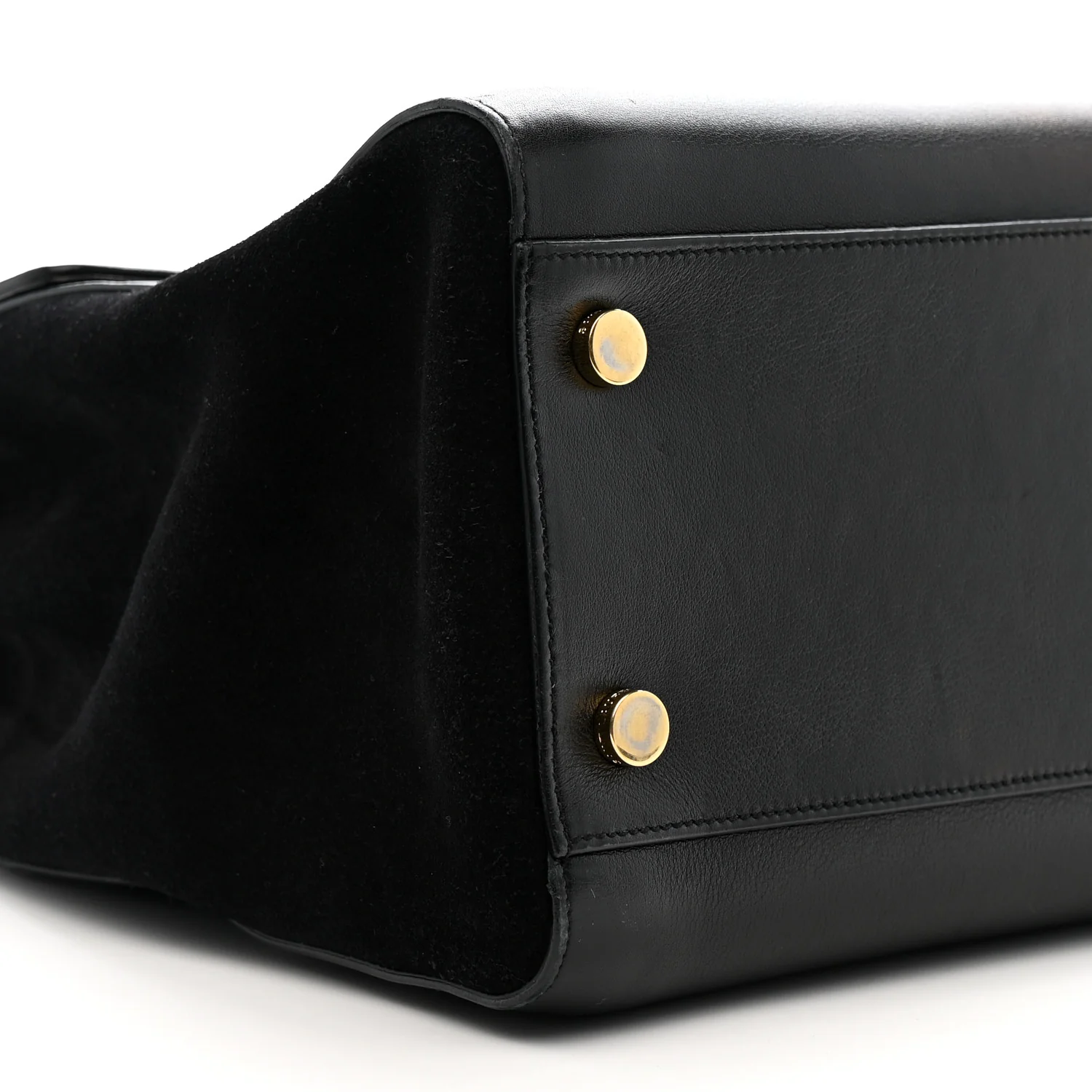 Calfskin Crocodile Embossed Medium Moujik Top Handle Bag Black - Image 10