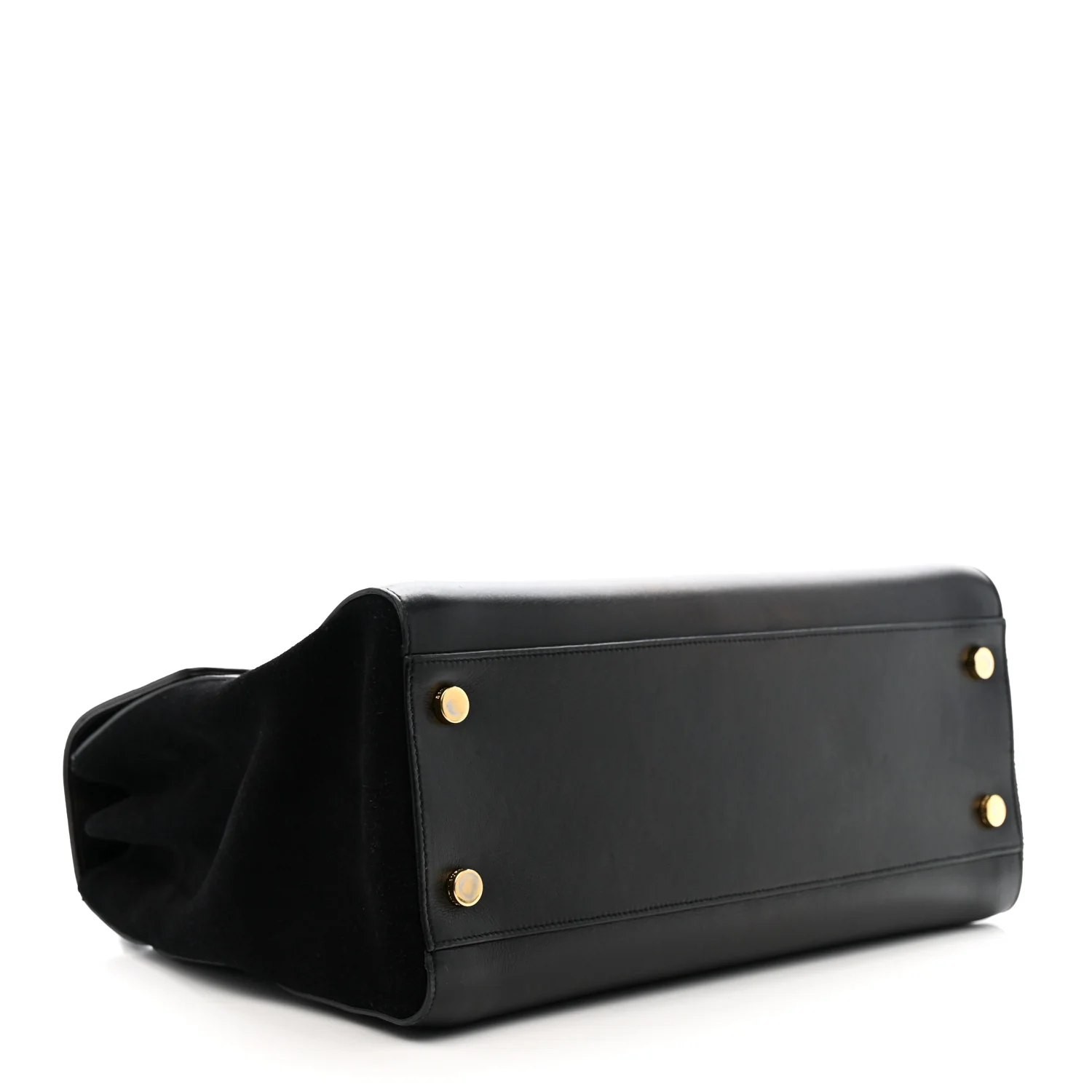 Calfskin Crocodile Embossed Medium Moujik Top Handle Bag Black - Image 4