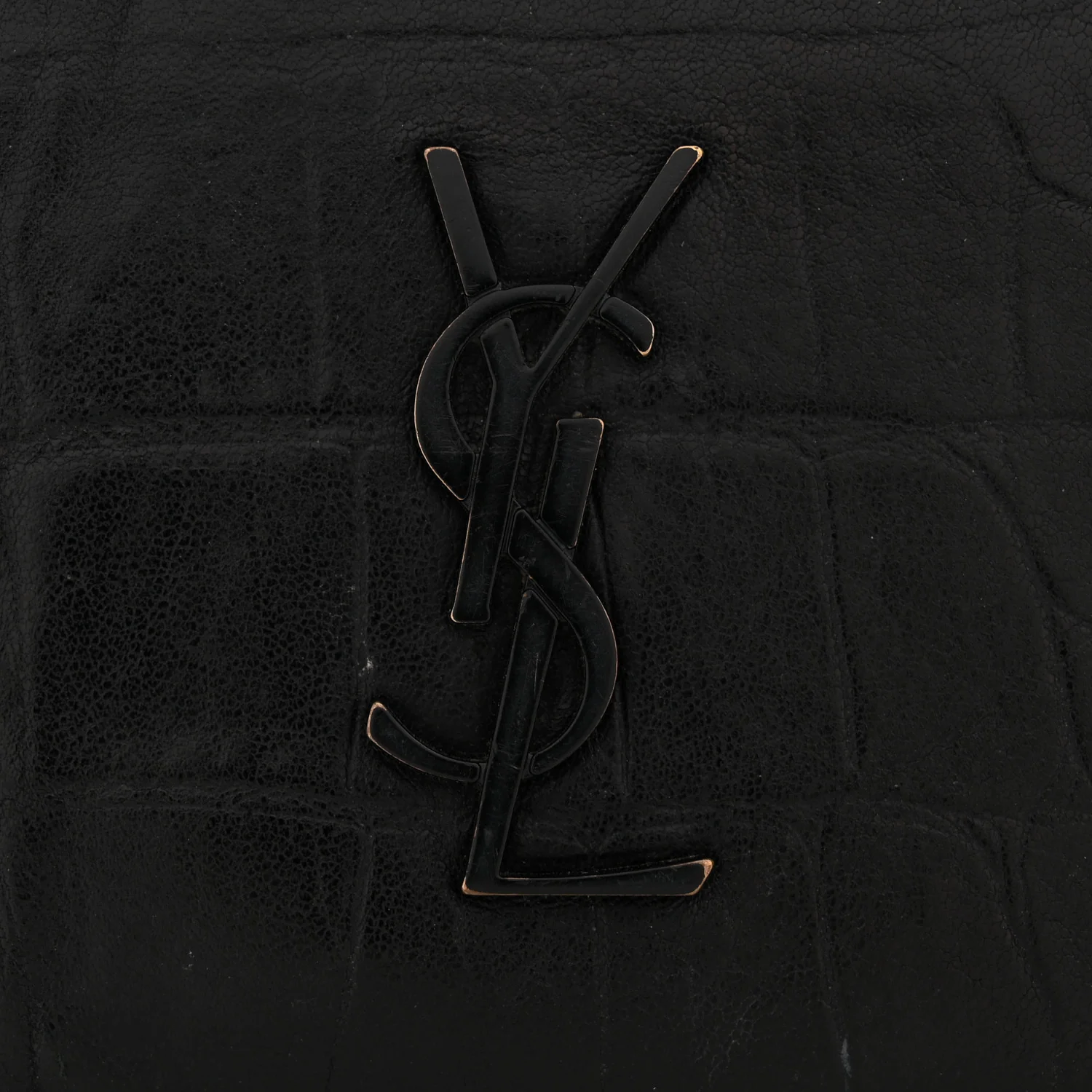 Calfskin Crocodile Embossed Monogram Bifold Wallet Black - Image 10
