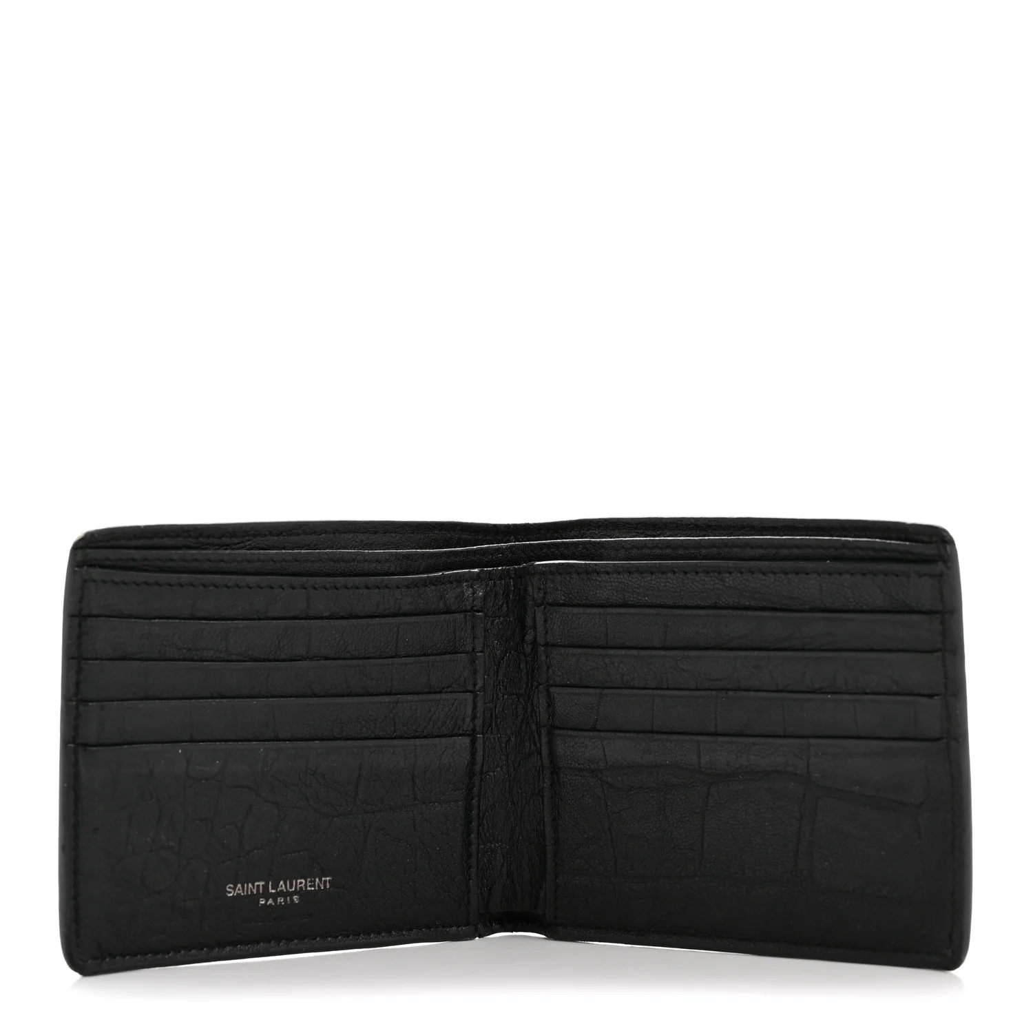 Calfskin Crocodile Embossed Monogram Bifold Wallet Black - Image 5