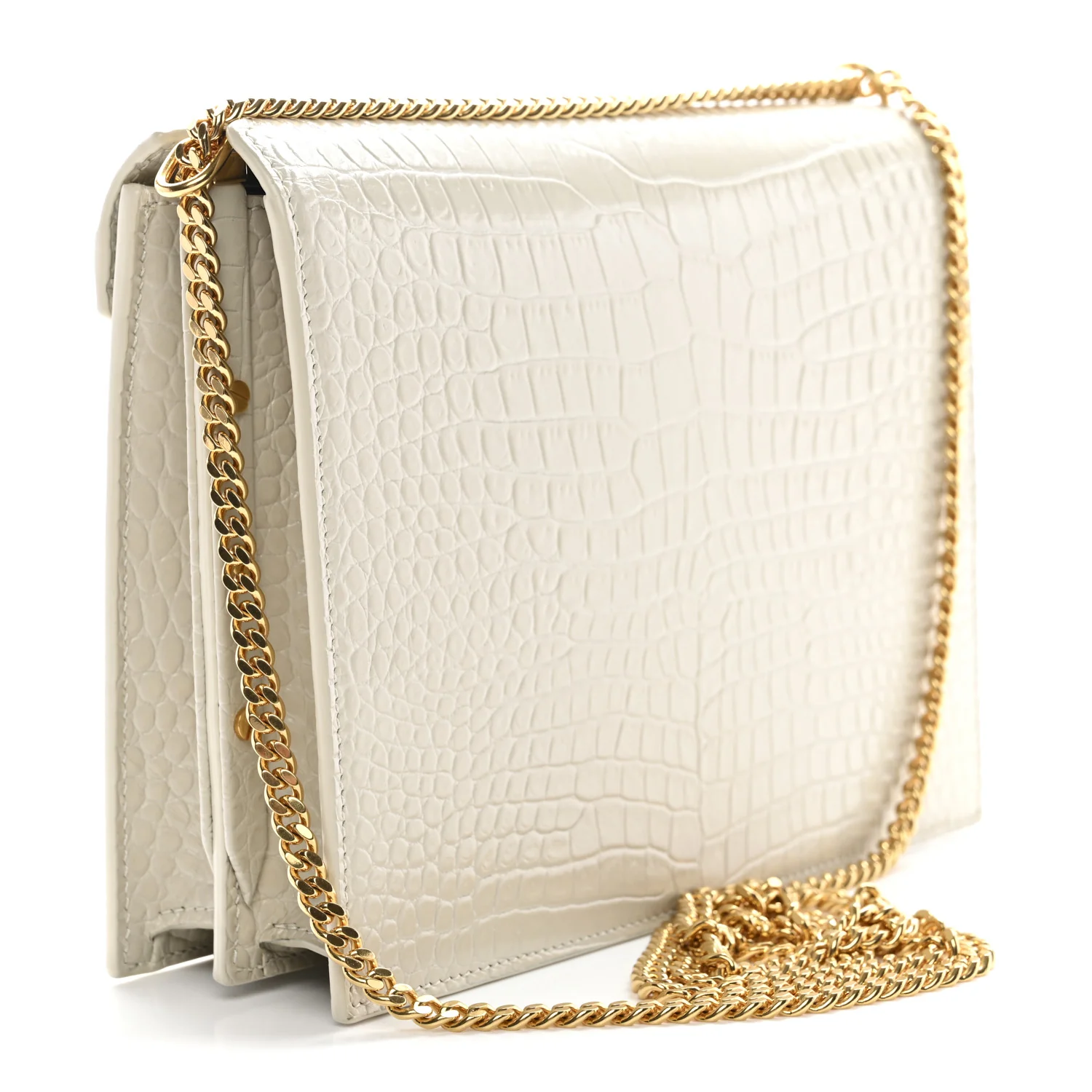 Calfskin Crocodile Embossed Monogram Cassandra Clasp Bag Crema Soft - Image 2