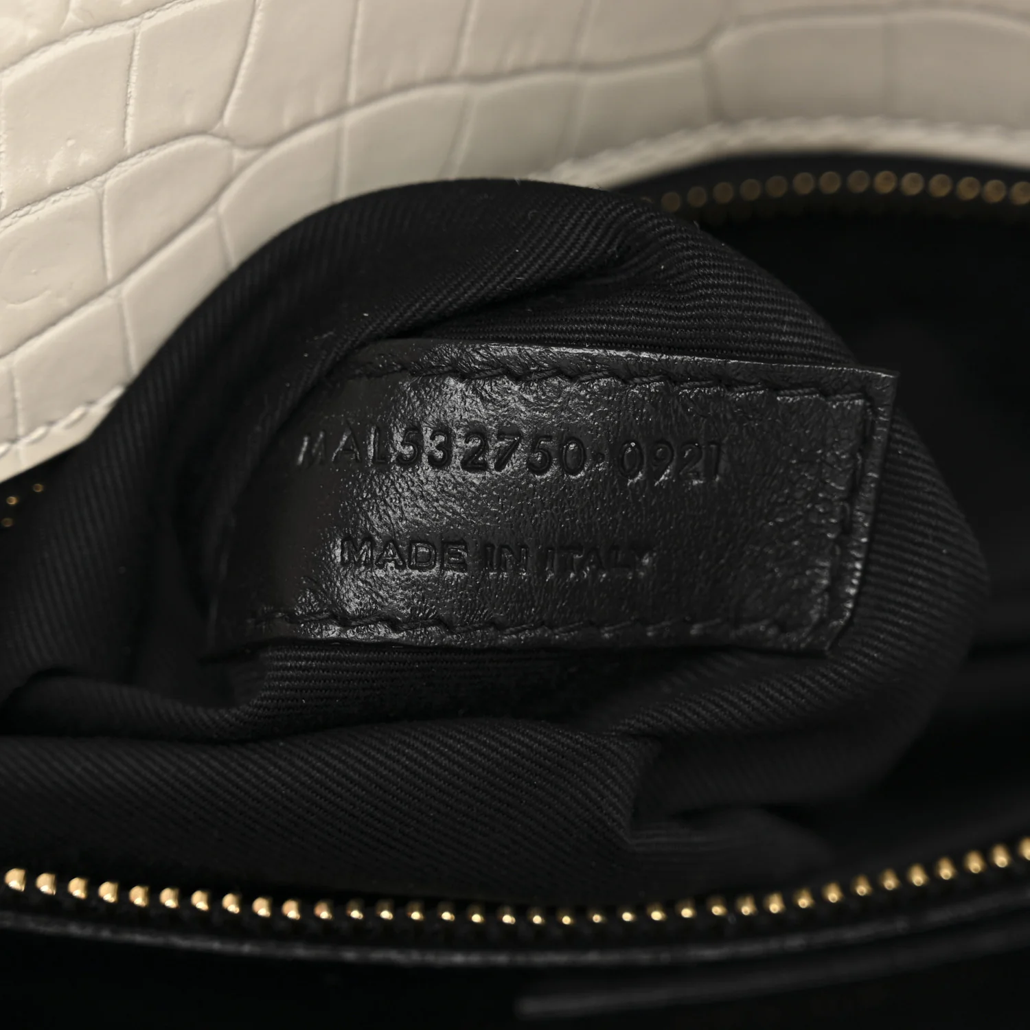 Calfskin Crocodile Embossed Monogram Cassandra Clasp Bag Crema Soft - Image 7