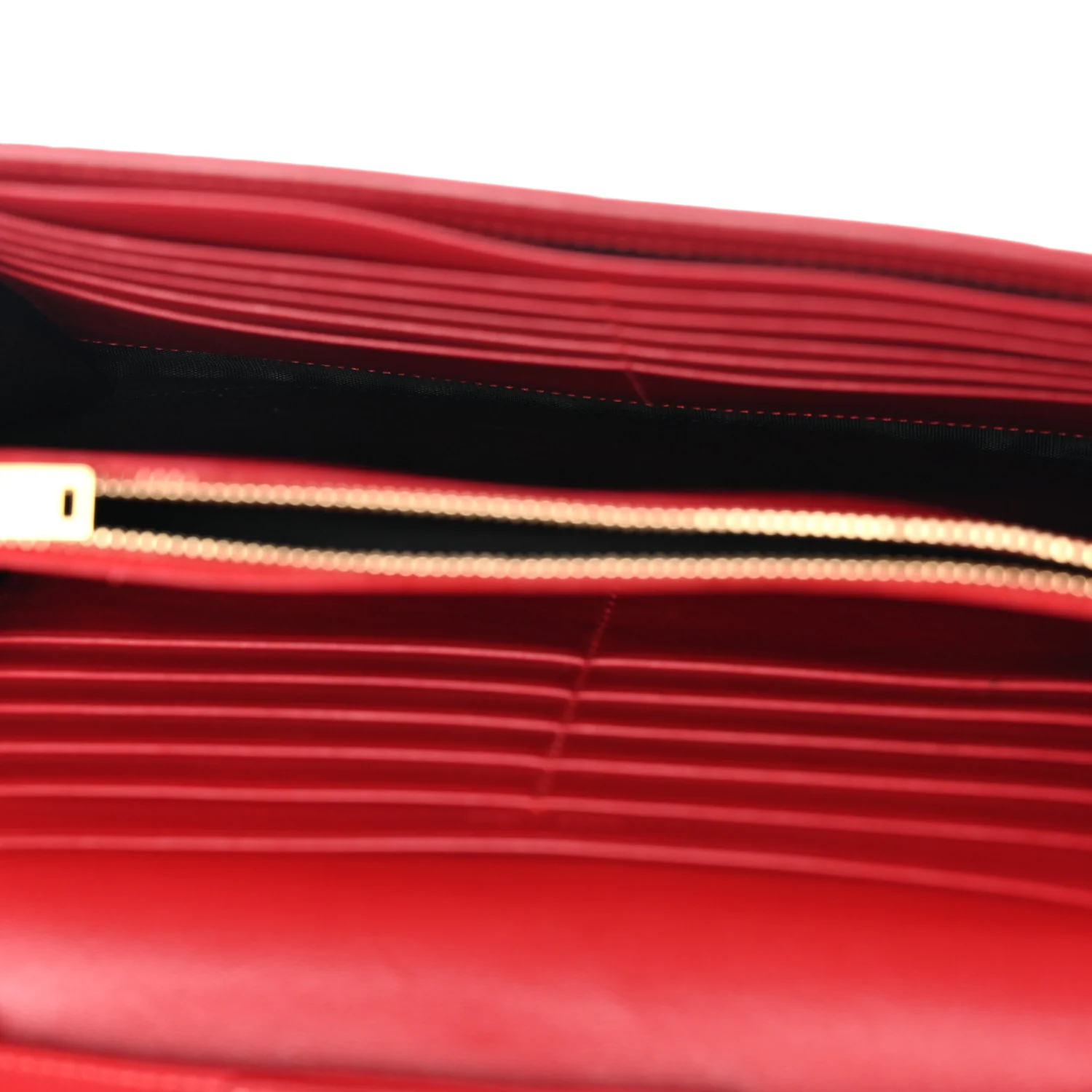 Calfskin Crocodile Embossed Monogram Chain Wallet New Lipstick Red - Image 5