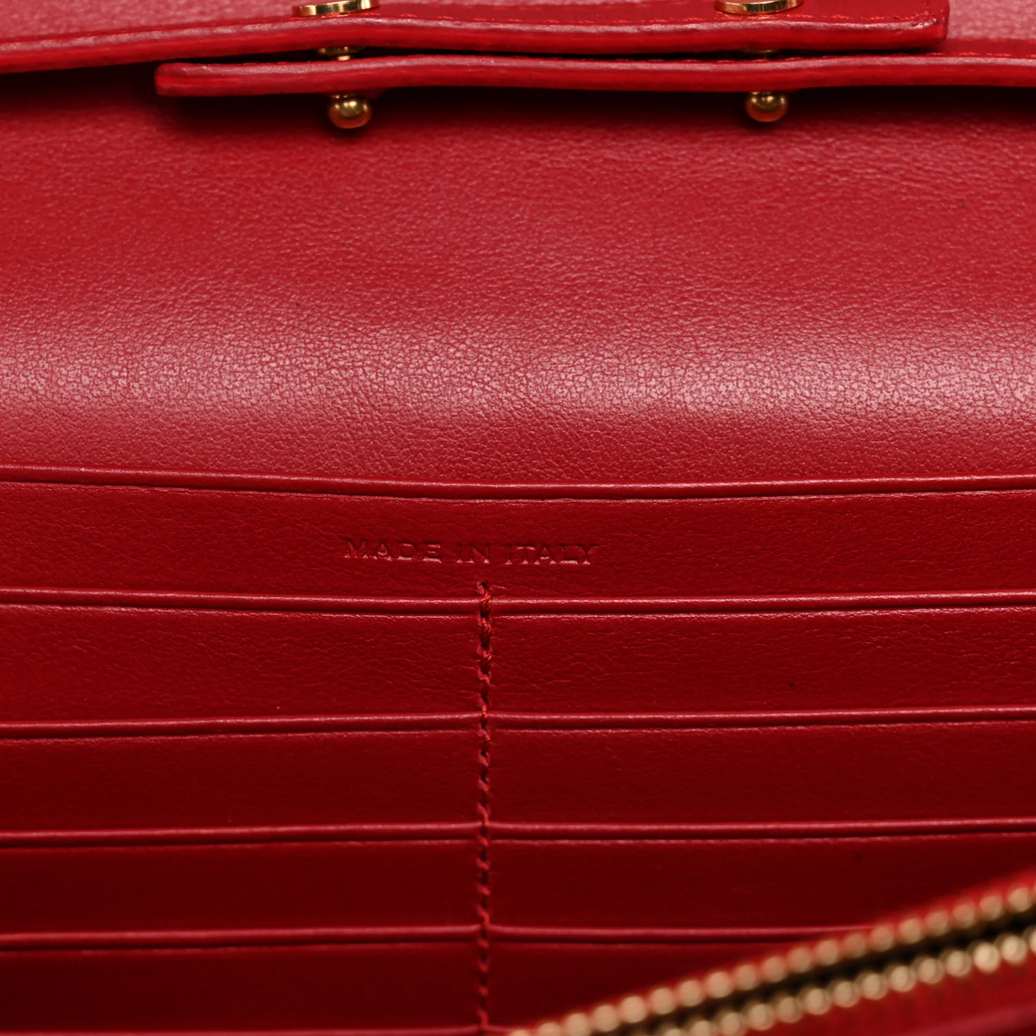 Calfskin Crocodile Embossed Monogram Chain Wallet New Lipstick Red - Image 7