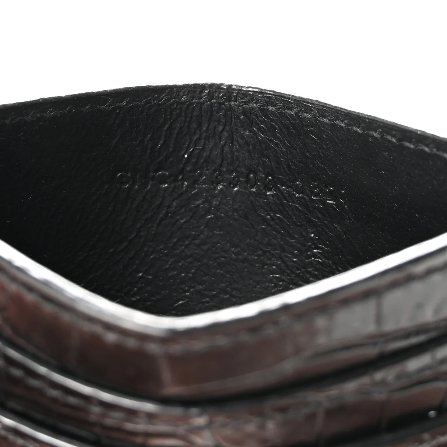 Calfskin Crocodile Embossed Monogram Credit Card Case Black - Image 7