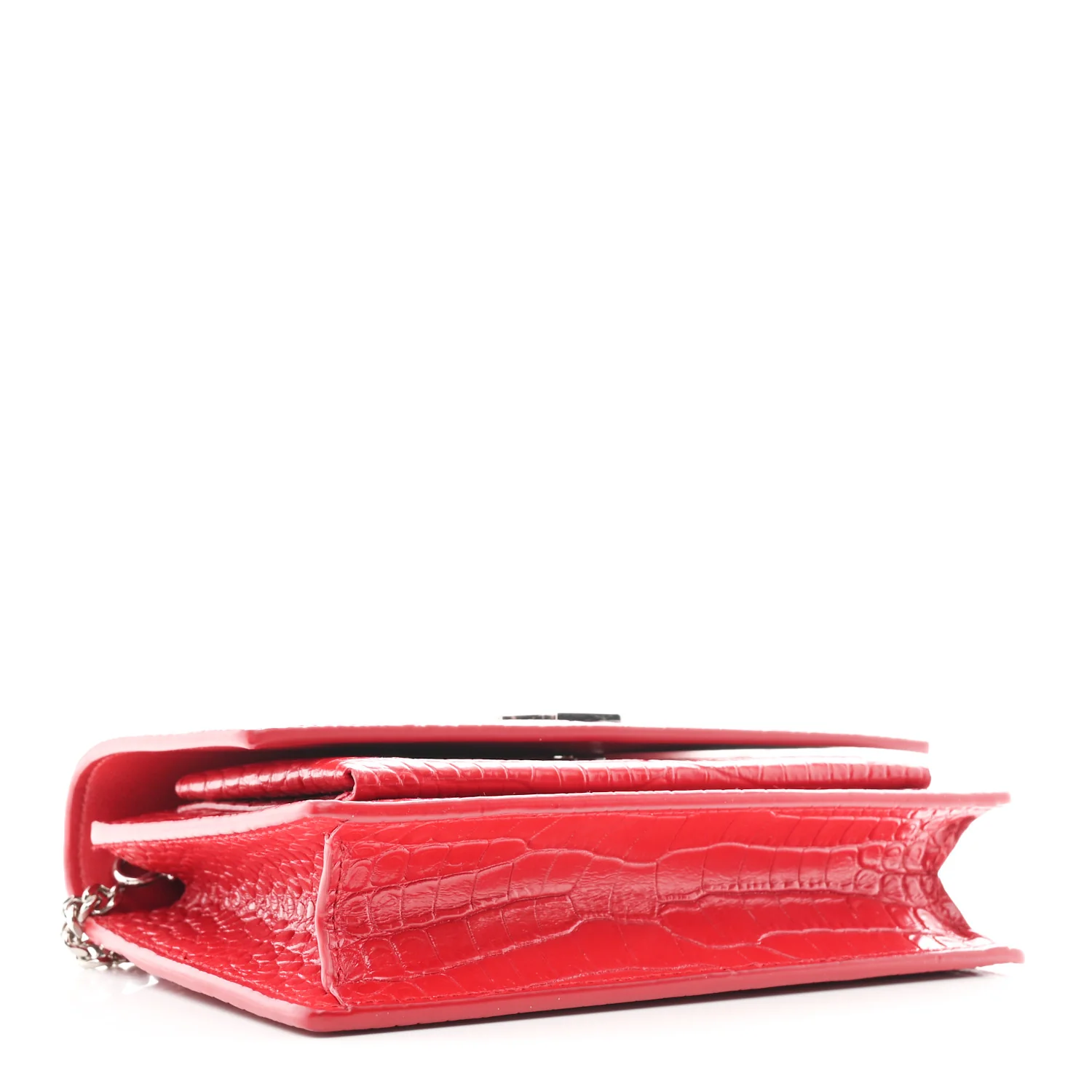 Calfskin Crocodile Embossed Monogram Sunset Chain Wallet Rouge Eros - Image 4