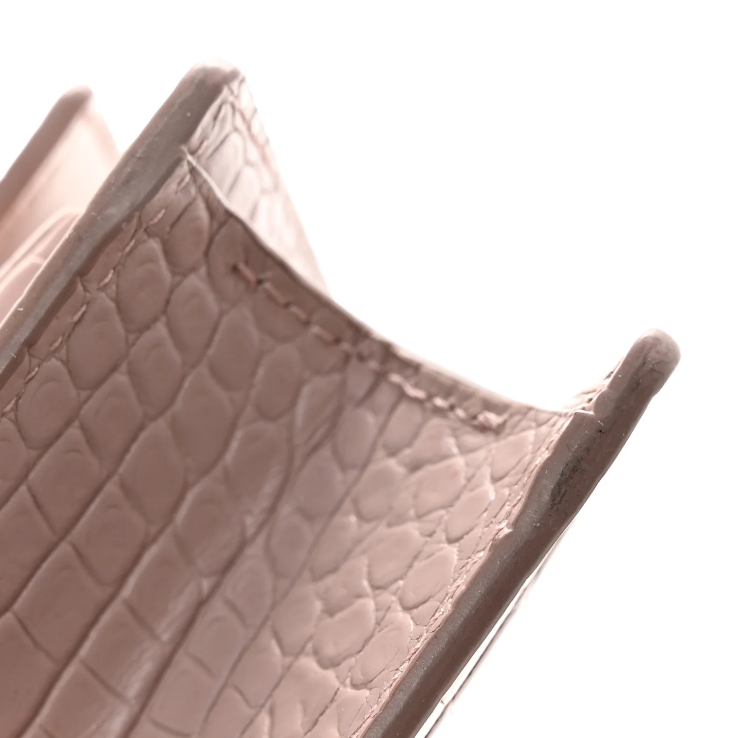 Calfskin Crocodile Embossed Monogram Sunset Chain Wallet Soft Nude - Image 13