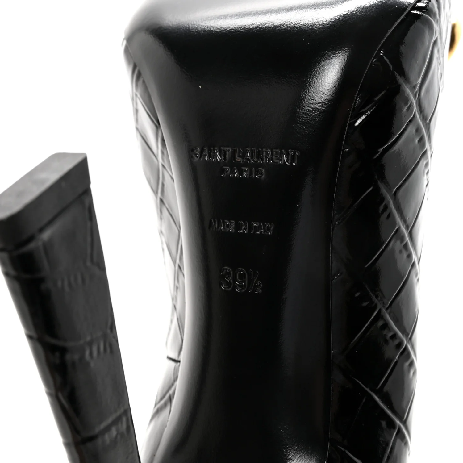 Calfskin Crocodile Embossed Silvana 110mm Pumps 39.5 Black - Image 7