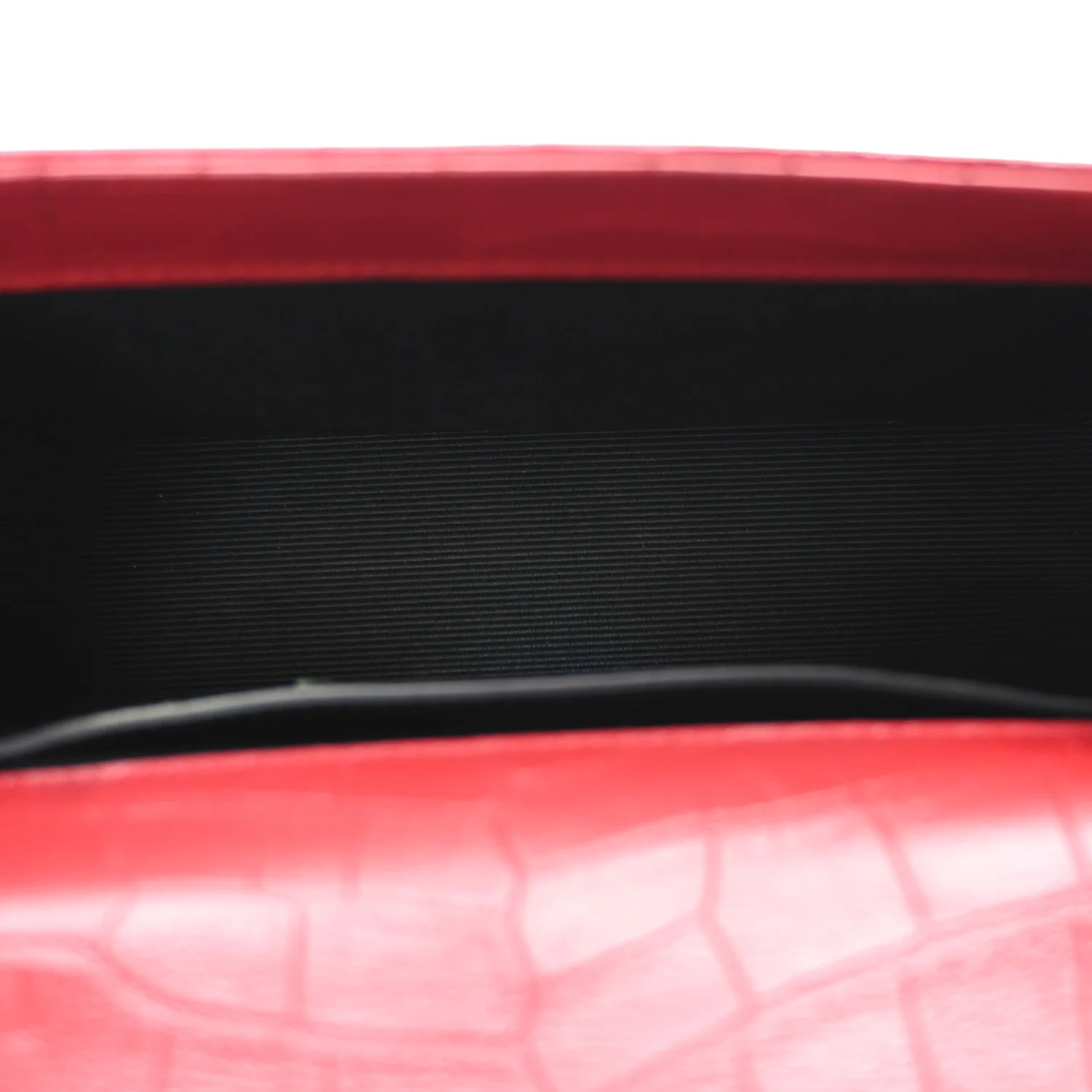 Calfskin Crocodile Embossed Small Classic Monogram Kate Tassel Satchel Red - Image 5