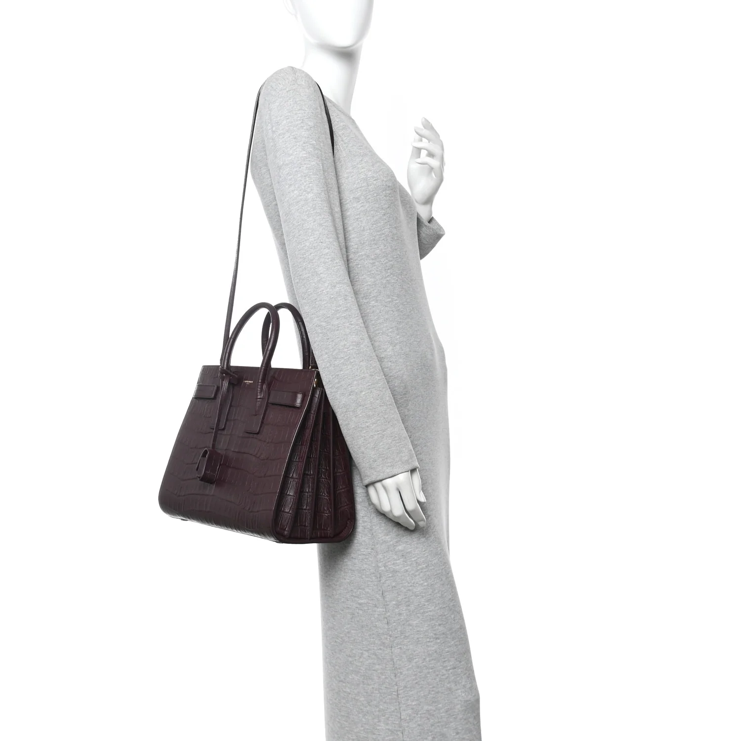 Calfskin Crocodile Embossed Small Sac De Jour Amarena - Image 2