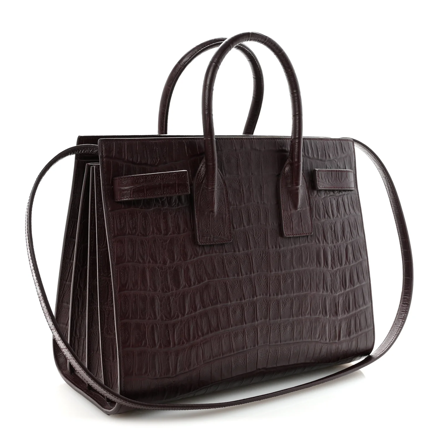 Calfskin Crocodile Embossed Small Sac De Jour Amarena - Image 3