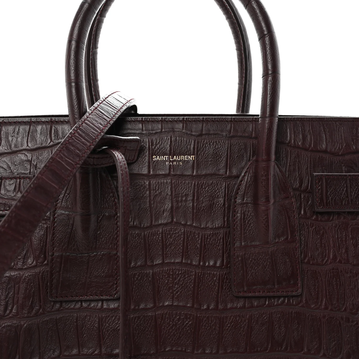 Calfskin Crocodile Embossed Small Sac De Jour Amarena - Image 7