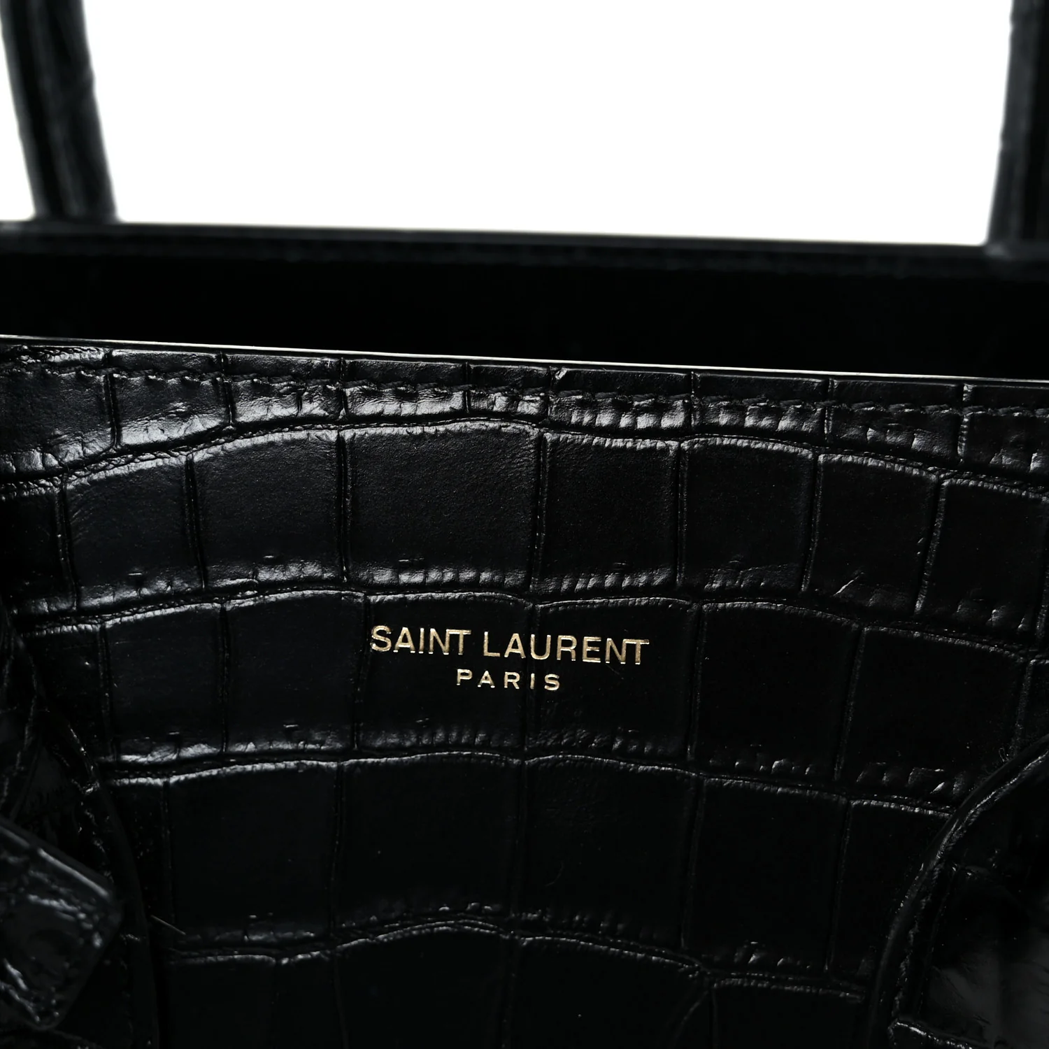 Calfskin Crocodile Embossed Small Sac de Jour Black - Image 7
