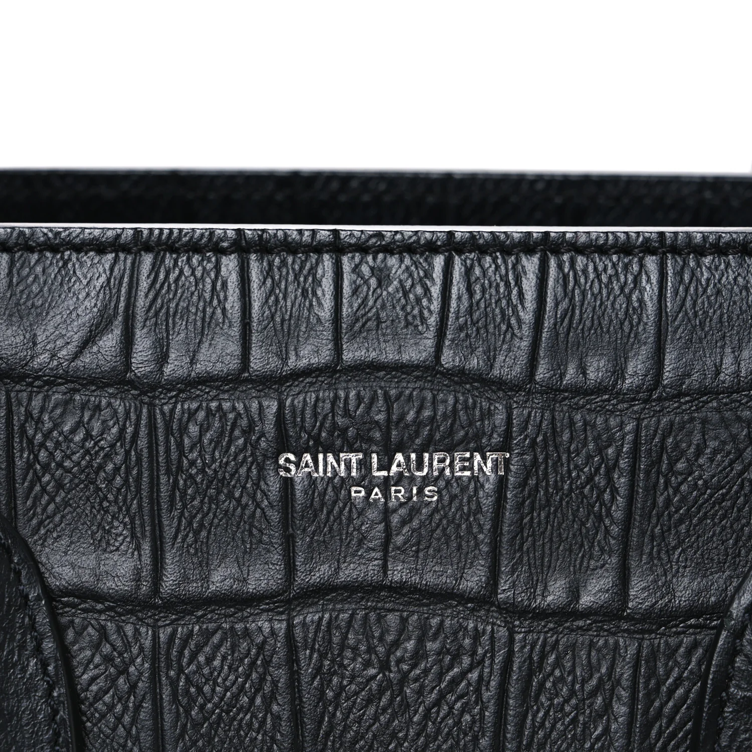 Calfskin Crocodile Embossed Small Sac de Jour Black - Image 8
