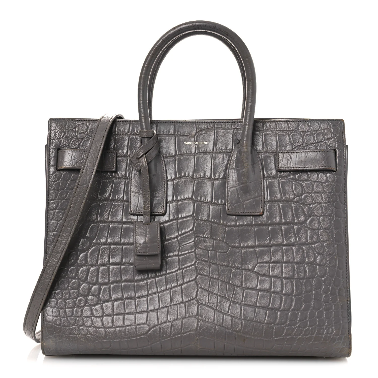 Calfskin Crocodile Embossed Small Sac de Jour Fog