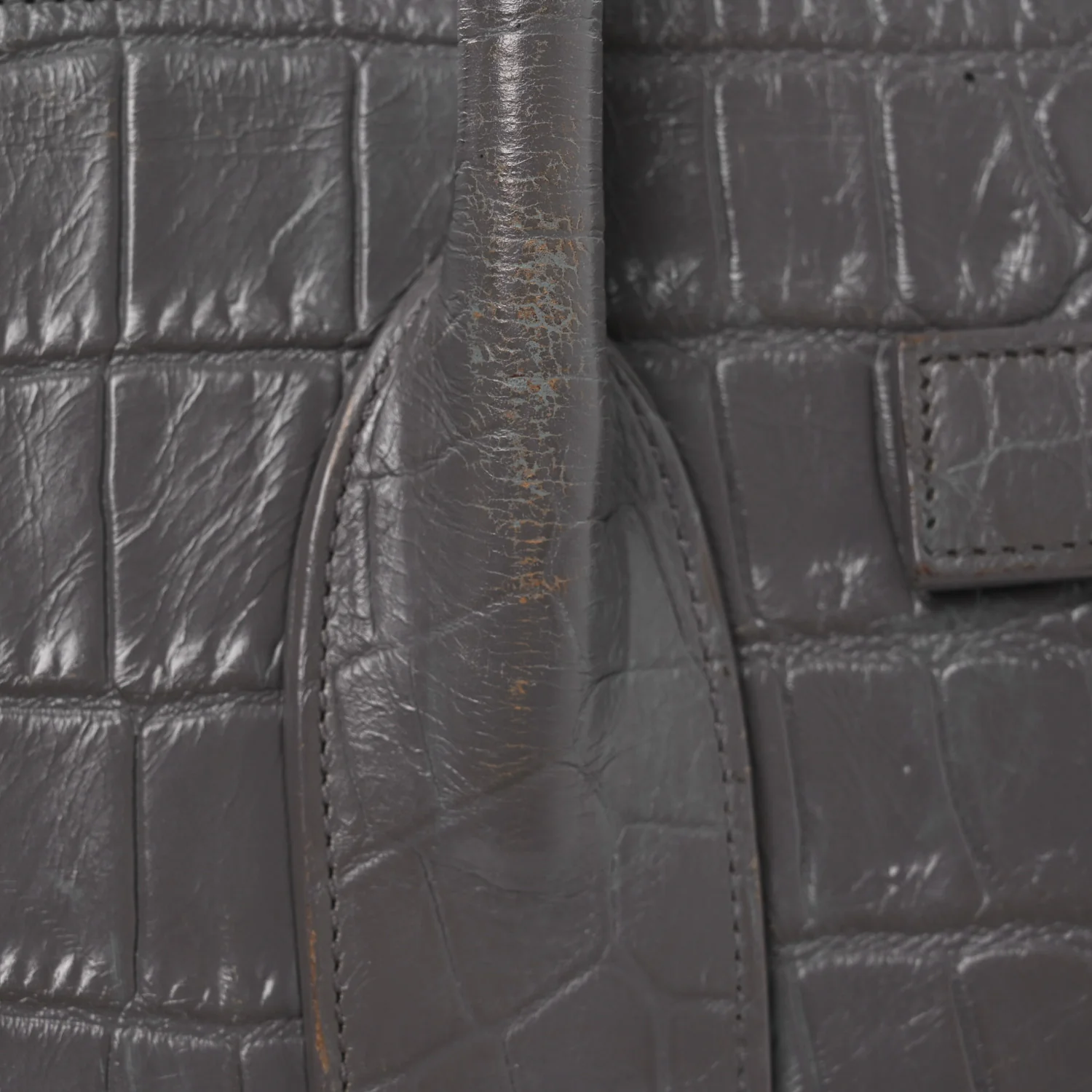 Calfskin Crocodile Embossed Small Sac de Jour Fog - Image 11