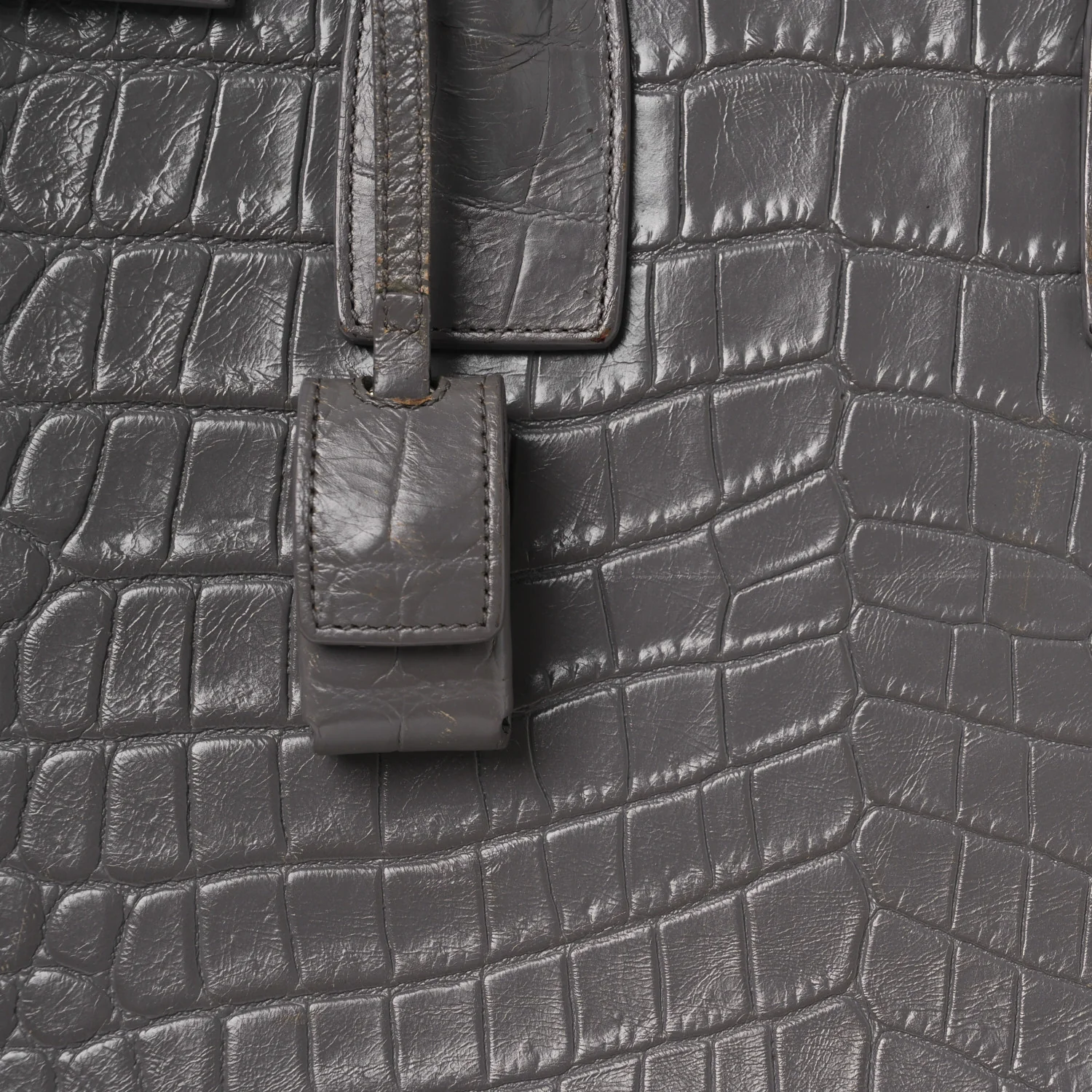 Calfskin Crocodile Embossed Small Sac de Jour Fog - Image 8