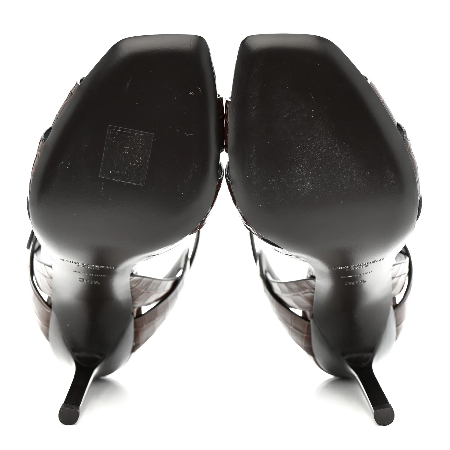 Calfskin Crocodile Embossed Tribute 105 Sandals 36.5 Moro - Image 6