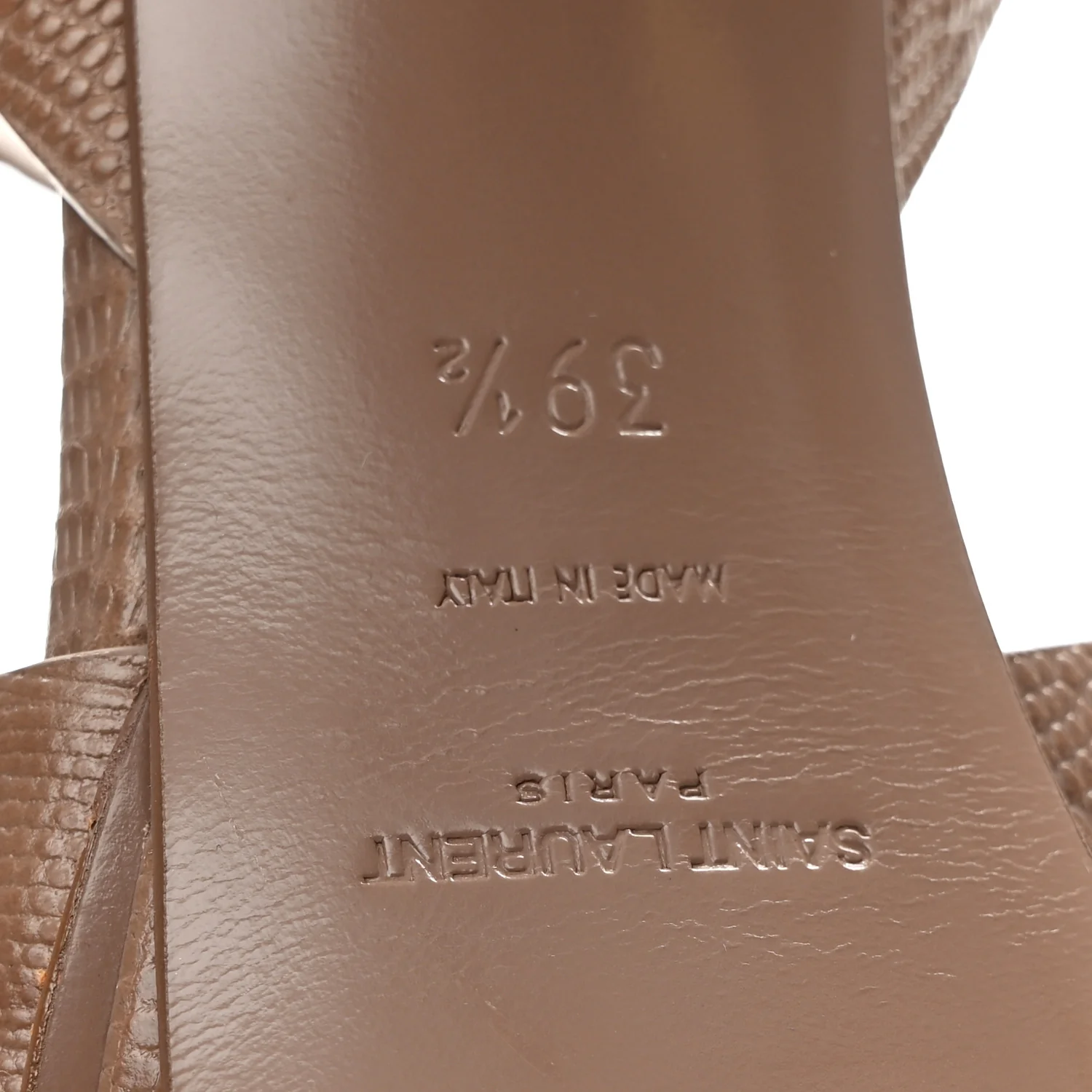Calfskin Embossed Crocodile Tribute 75 Platform Sandals 39.5 Beige - Image 13