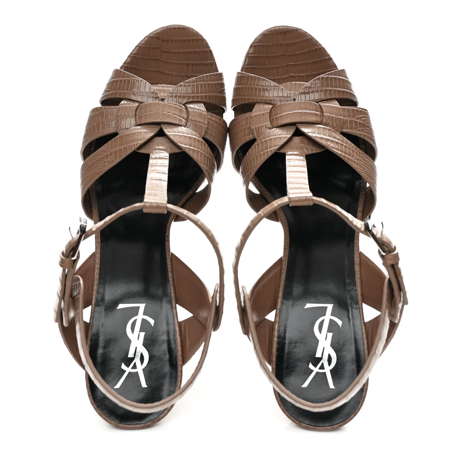 Calfskin Embossed Crocodile Tribute 75 Platform Sandals 39.5 Beige - Image 3