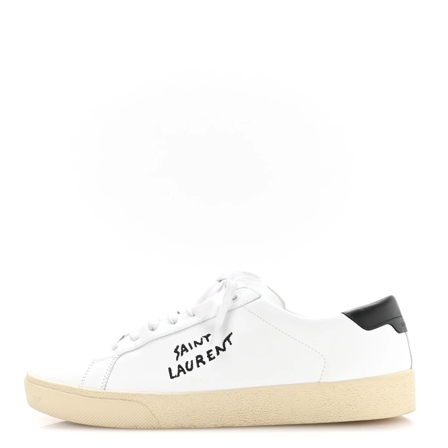 Calfskin Embroidered Court Classic Sneakers 40 White Black