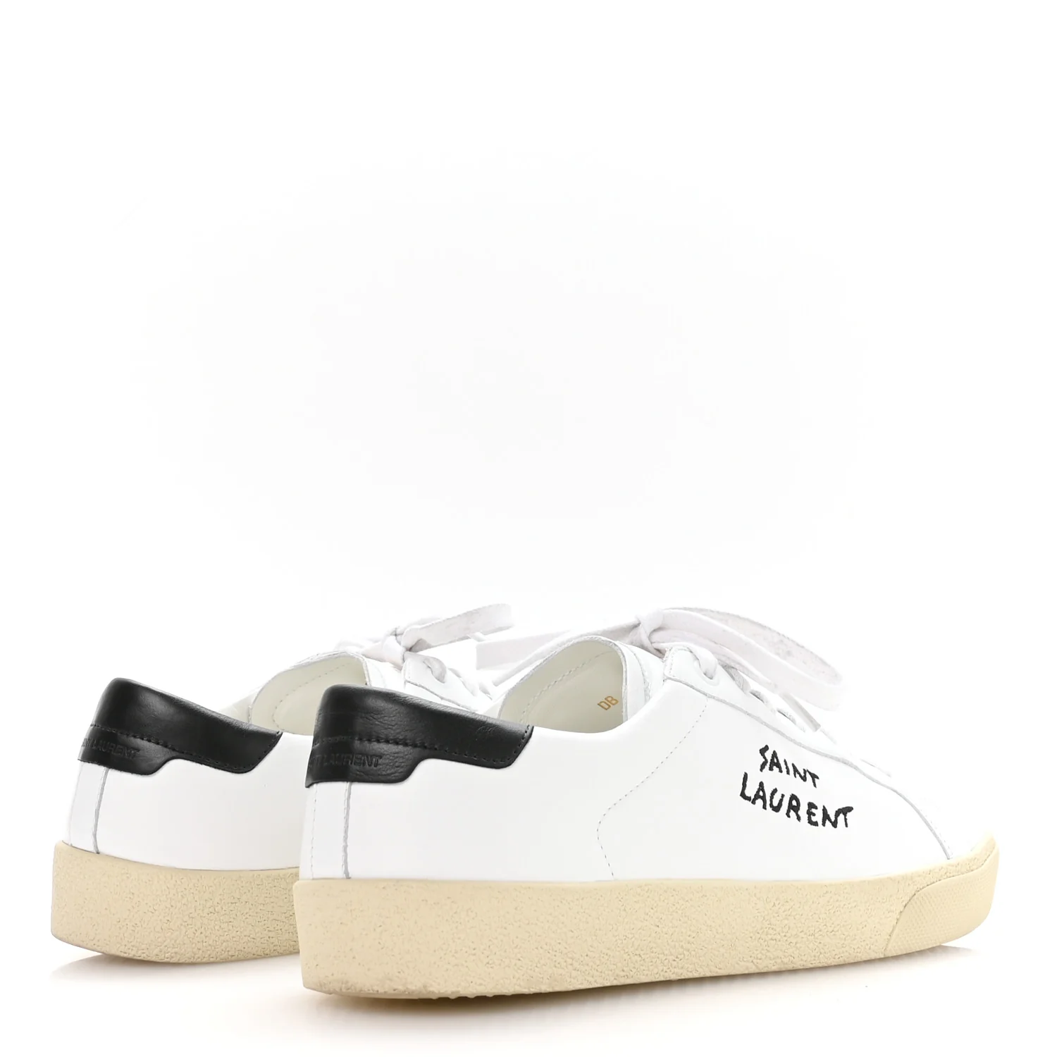 Calfskin Embroidered Court Classic Sneakers 40 White Black - Image 5