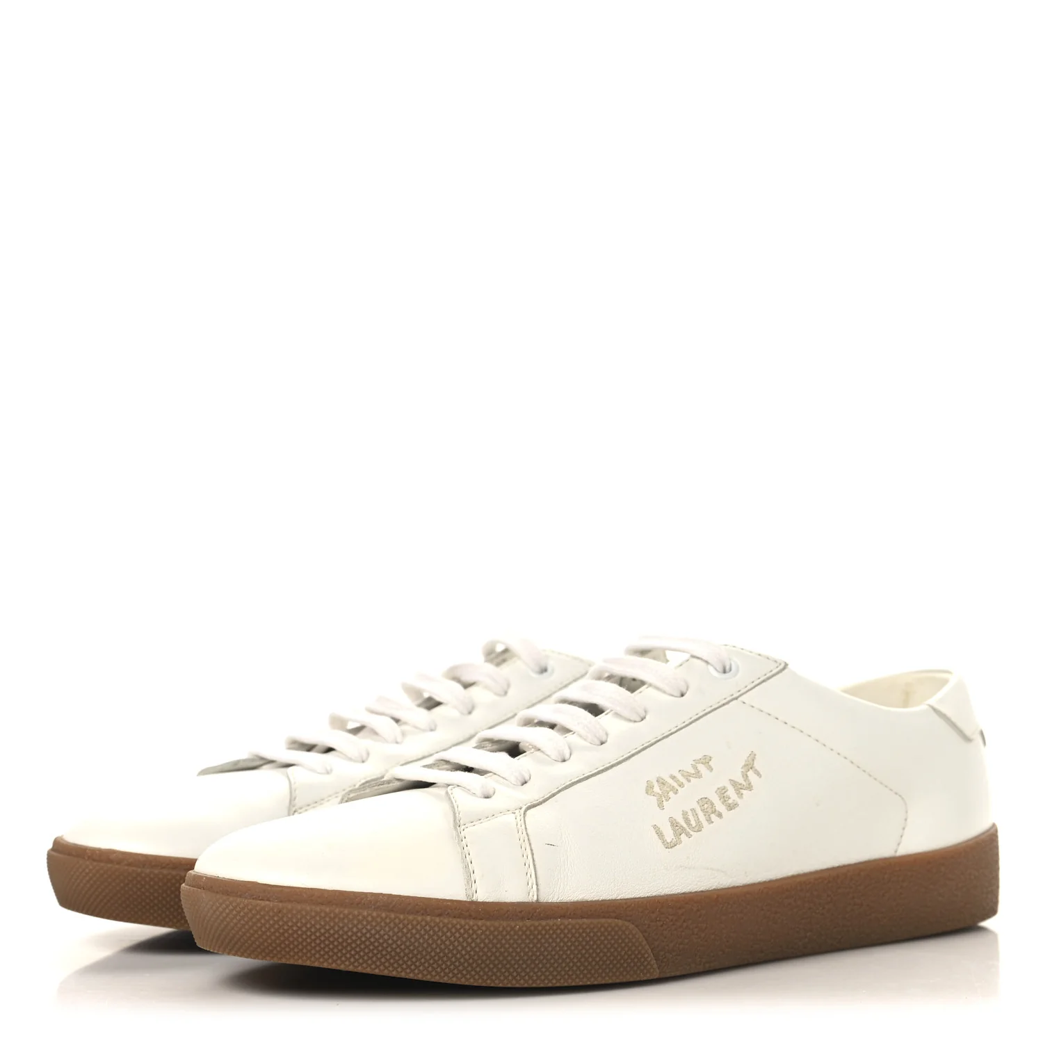 Calfskin Embroidered Mens Court Classic Sneakers 42.5 White - Image 4