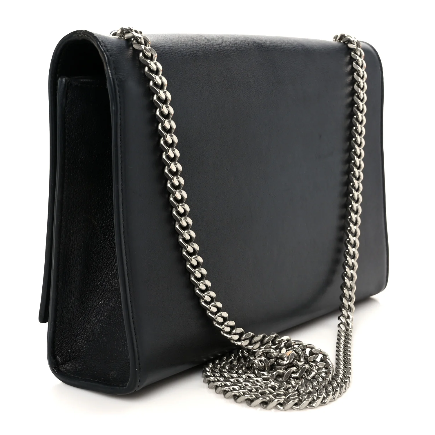 Calfskin Heart Studded Medium Monogram Kate Satchel Black - Image 3