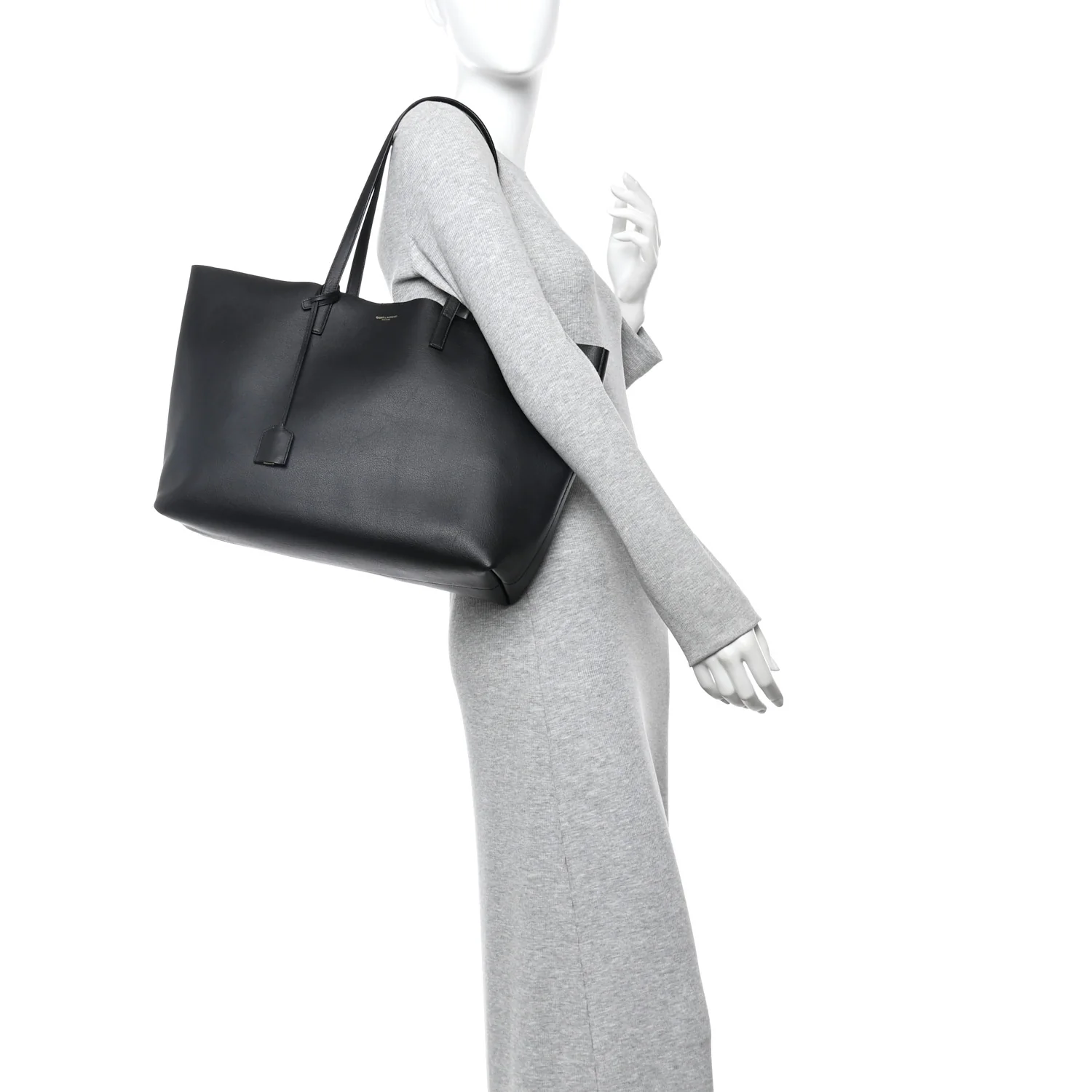 Calfskin Large Shopping Tote Black - Image 3