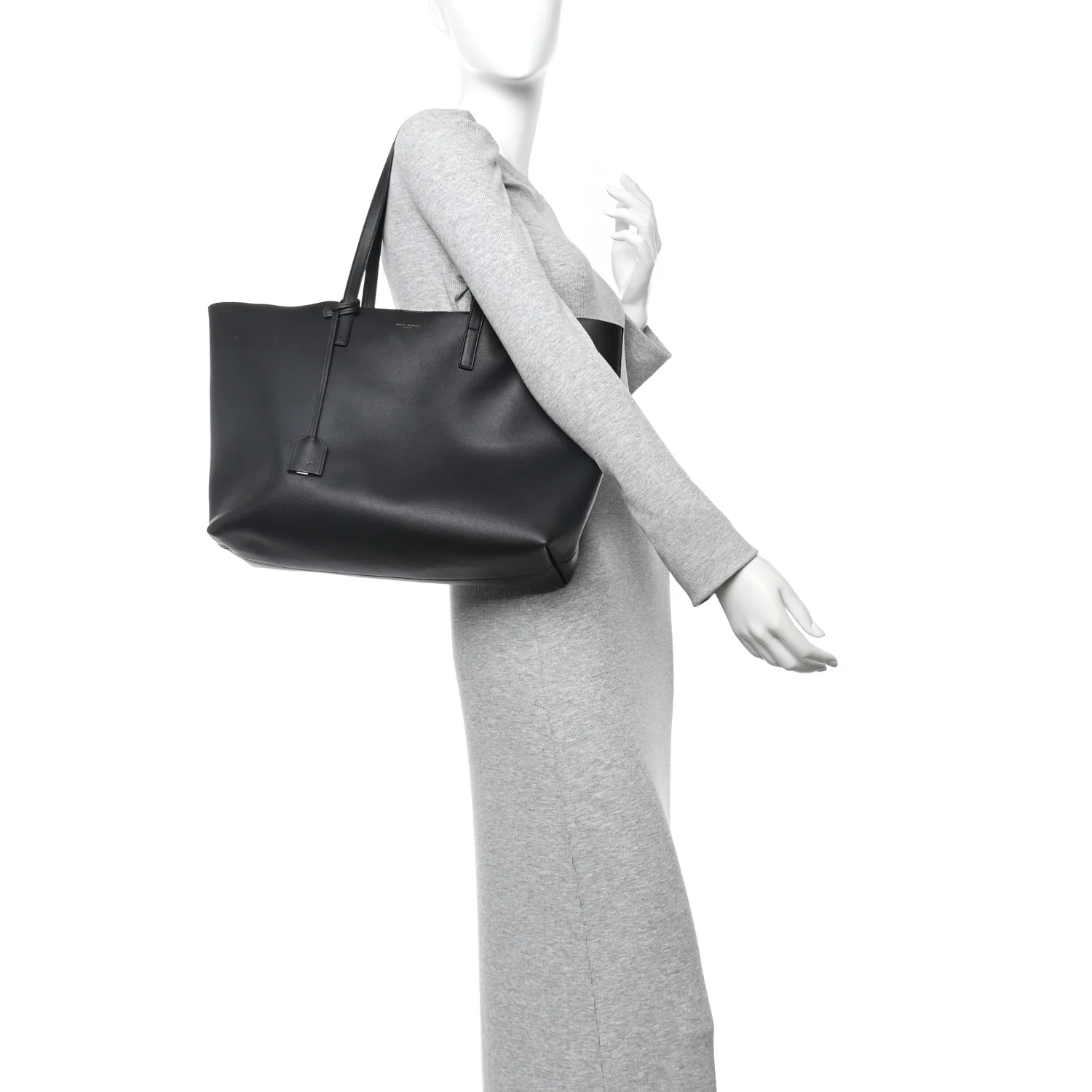 Calfskin Large Shopping Tote Black - Image 2