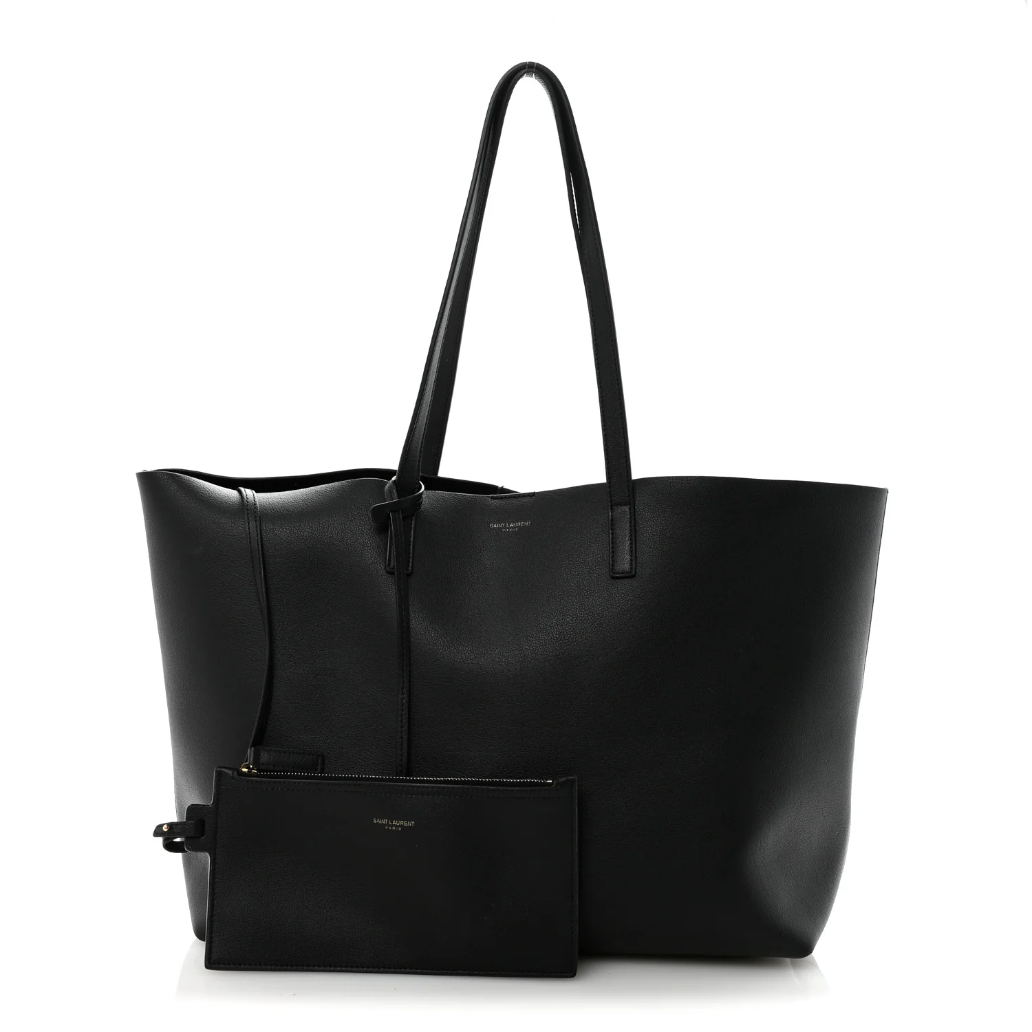 Calfskin Large Shopping Tote Black - Image 3