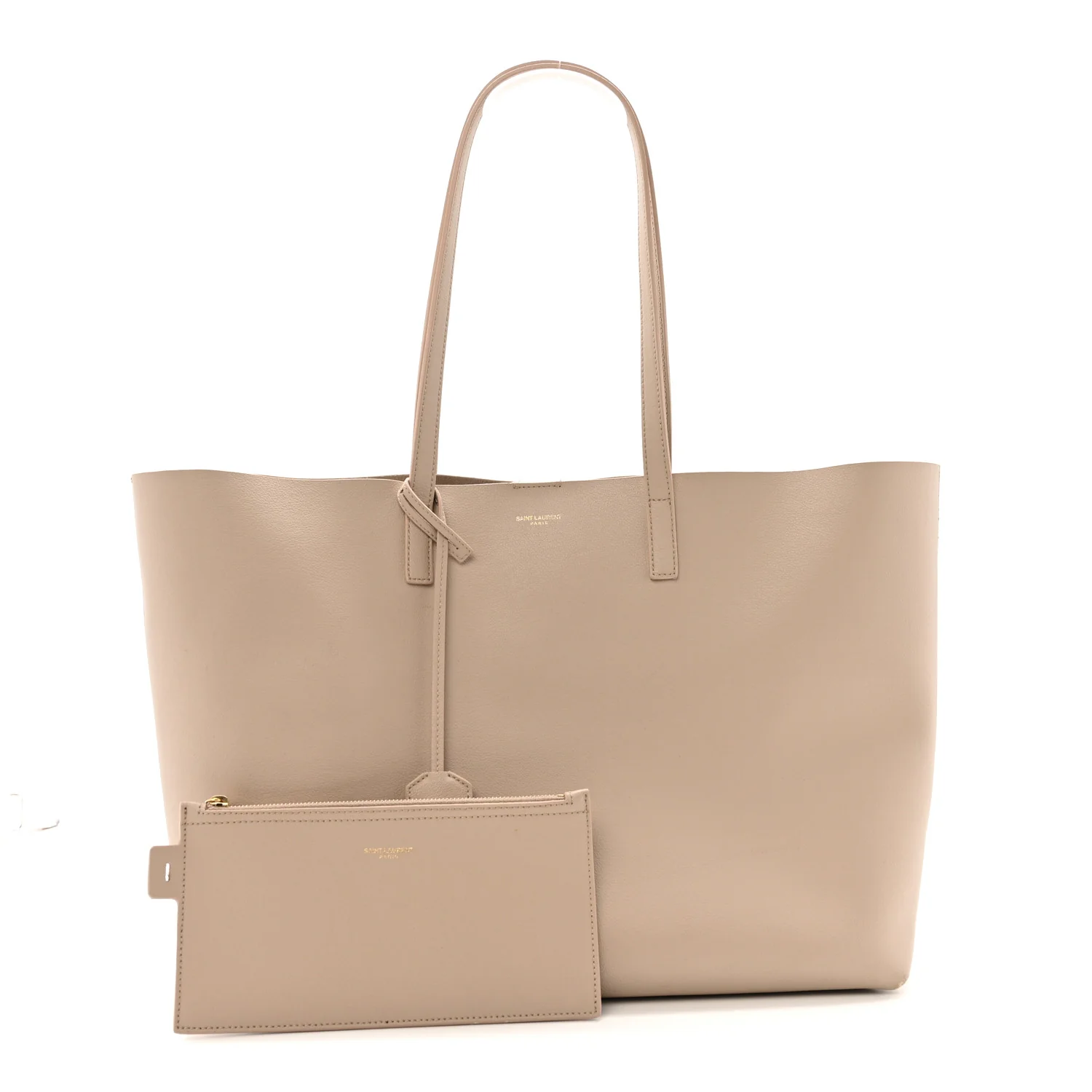 Calfskin Large Shopping Tote Dark Beige - Image 3