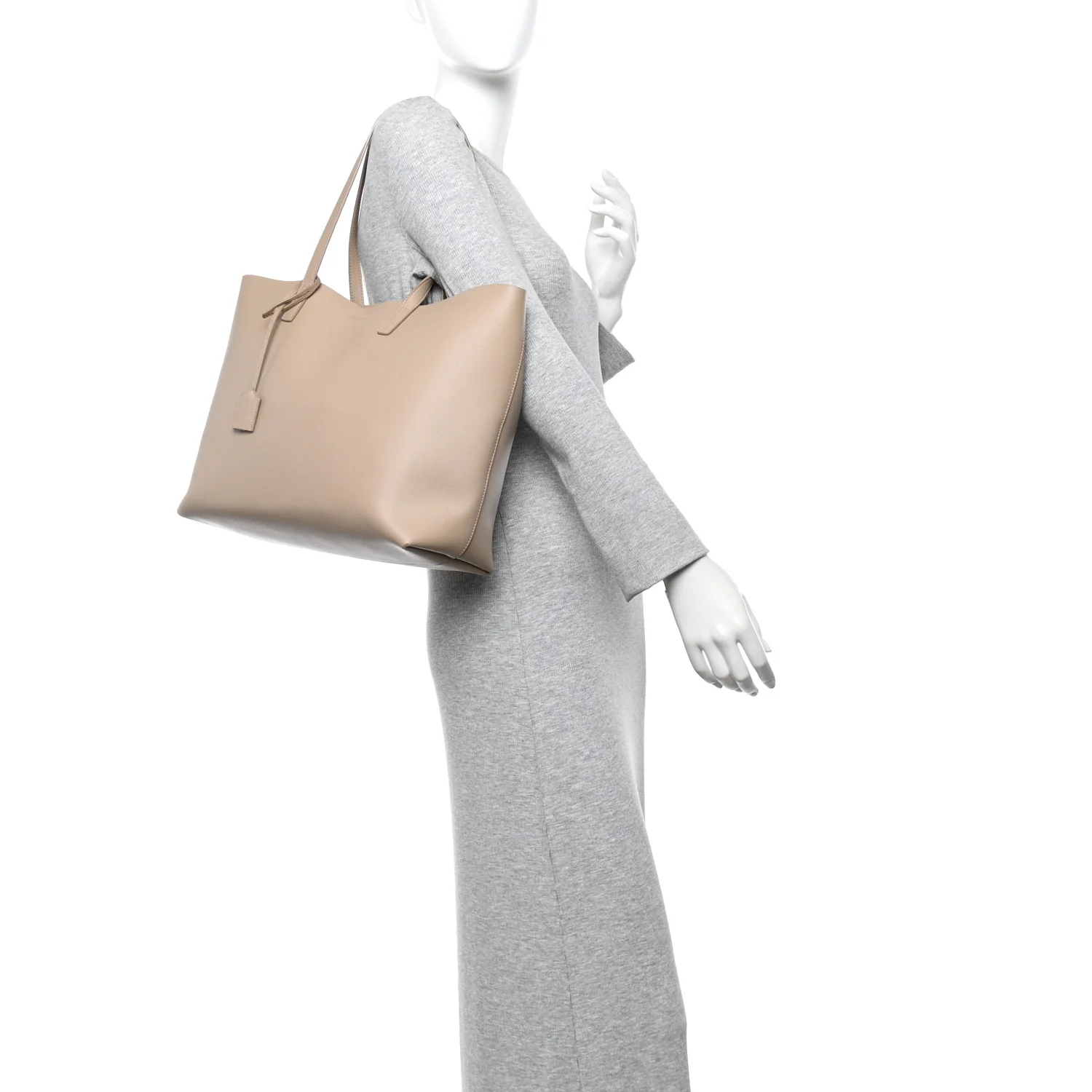 Calfskin Large Shopping Tote Dark Beige - Image 2