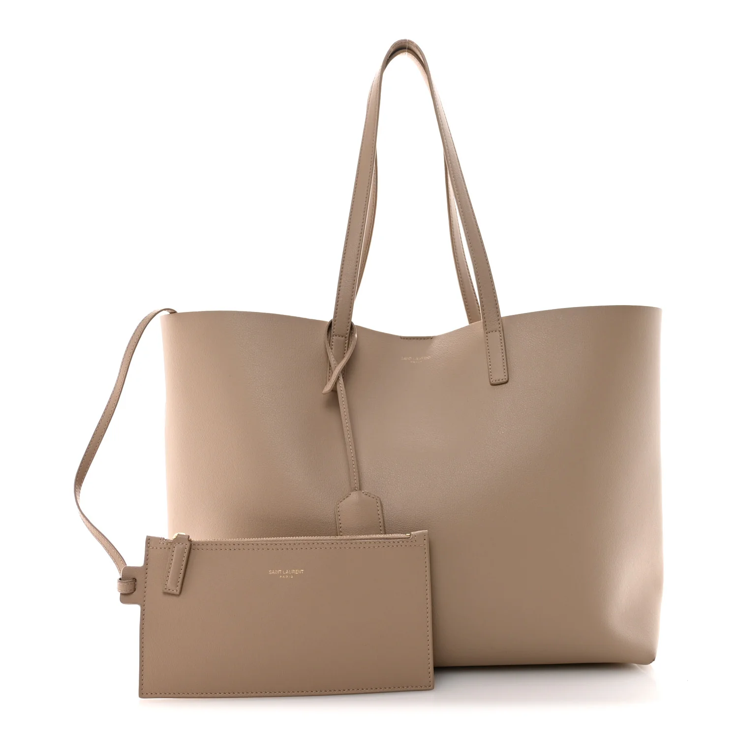 Calfskin Large Shopping Tote Dark Beige - Image 3