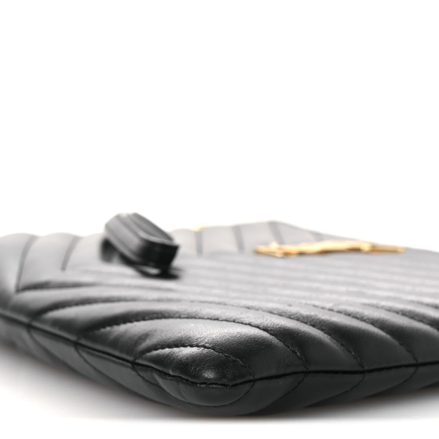 Calfskin Matelasse Chevron Monogram A5 Wristlet Black - Image 10