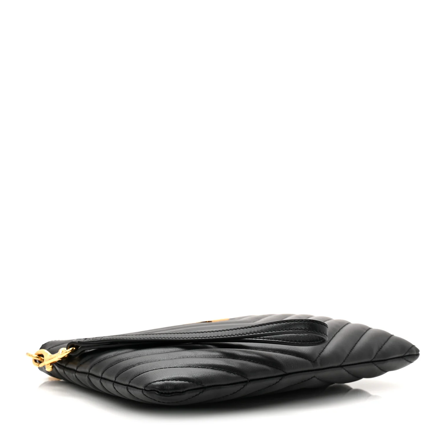 Calfskin Matelasse Chevron Monogram A5 Wristlet Black - Image 4