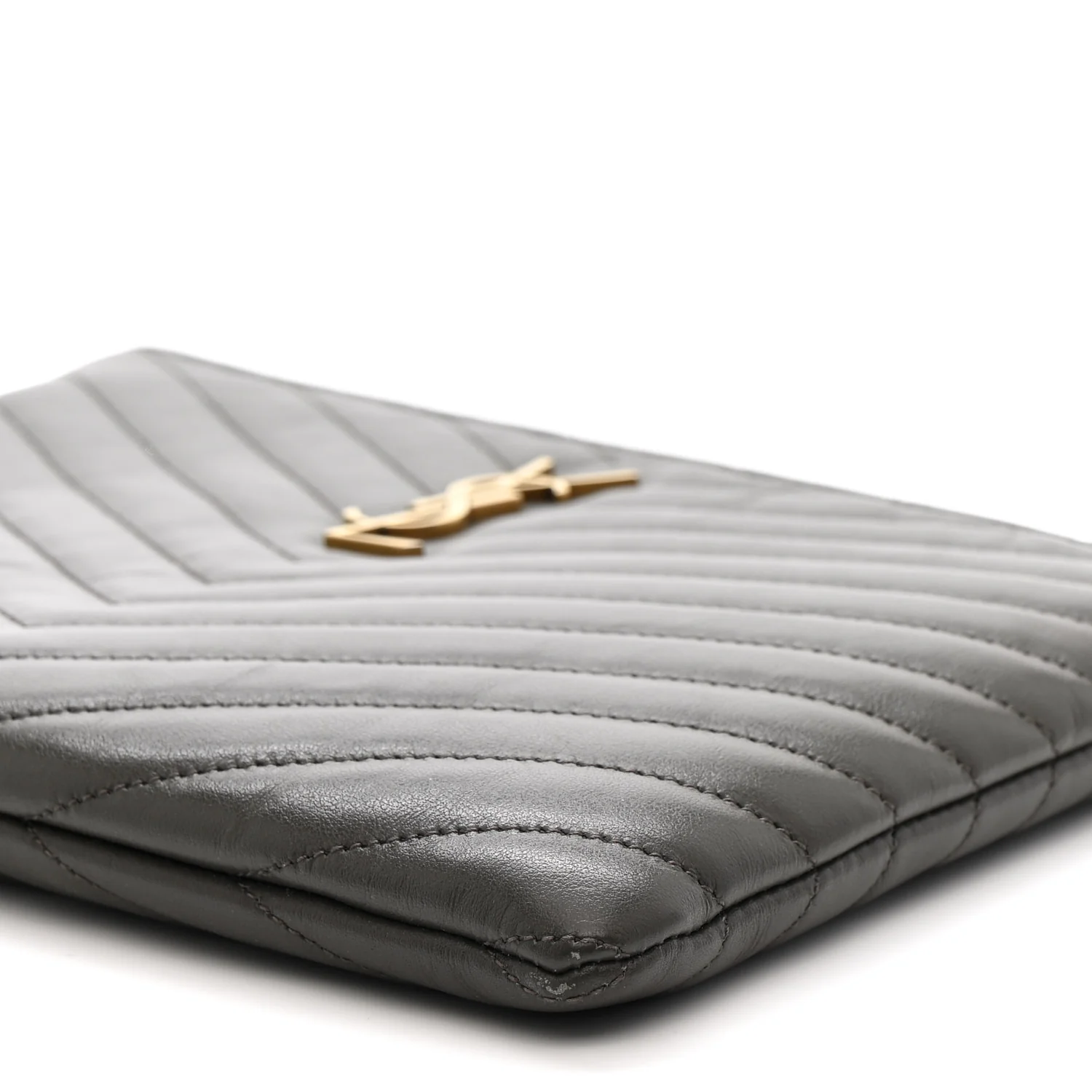 Calfskin Matelasse Chevron Monogram A5 Wristlet Earth - Image 10