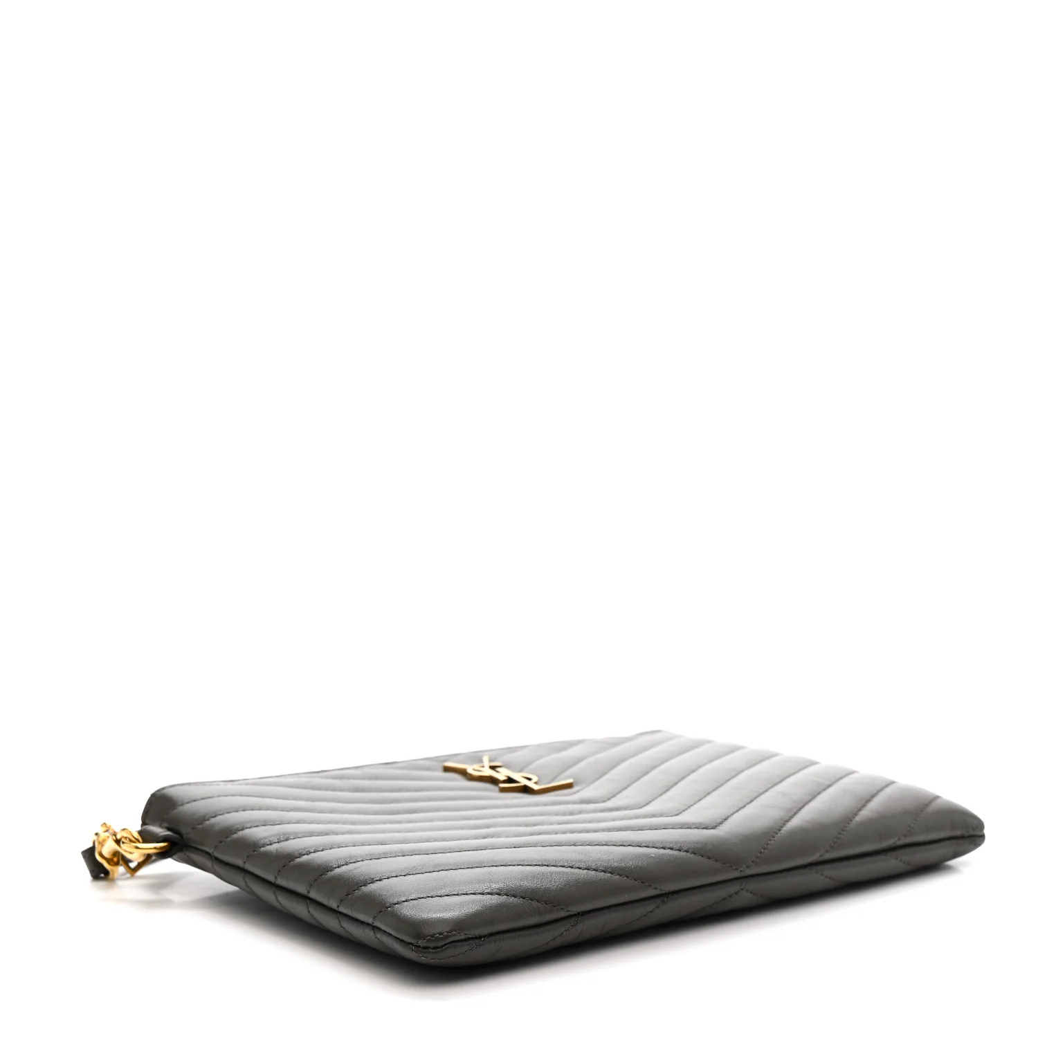Calfskin Matelasse Chevron Monogram A5 Wristlet Earth - Image 4