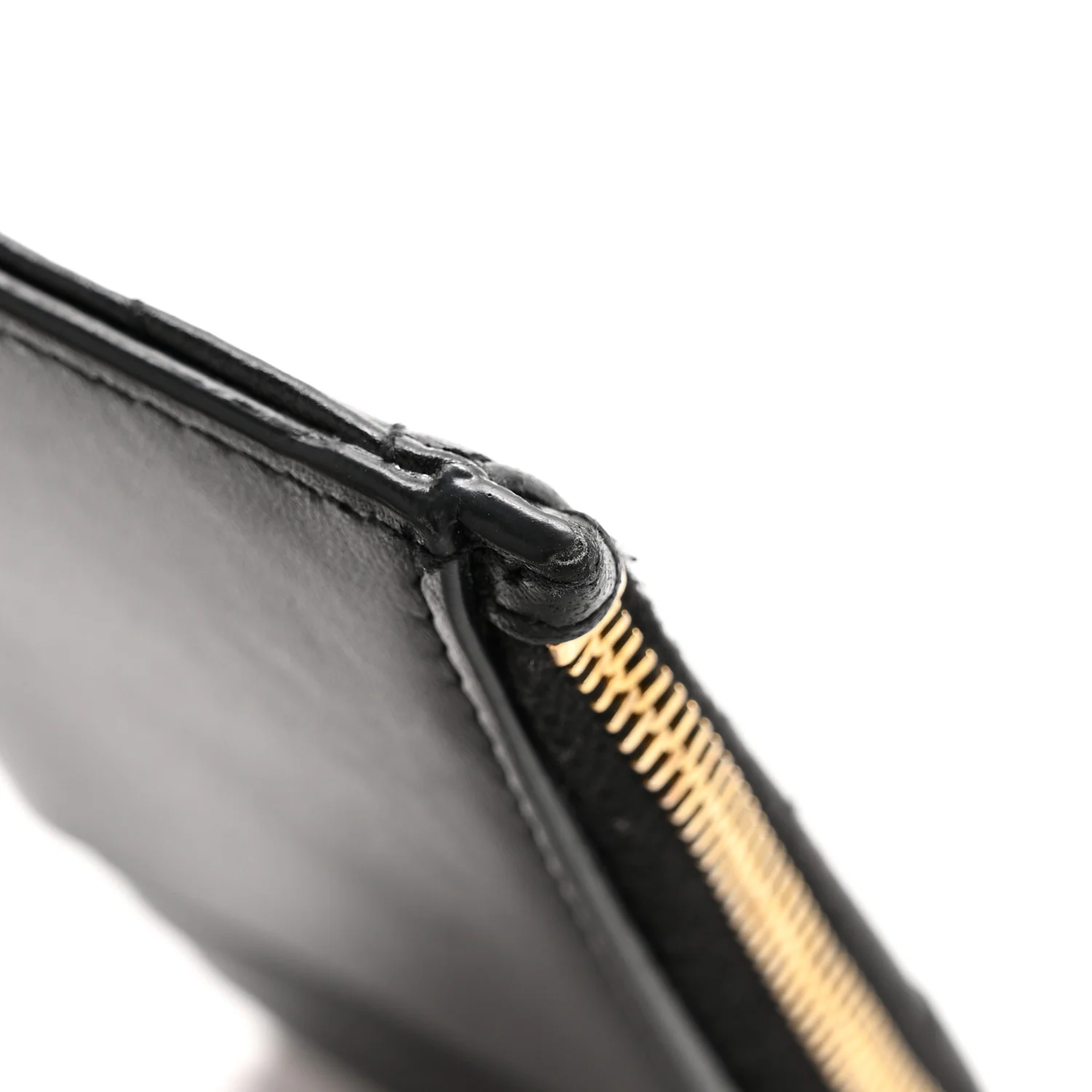 Calfskin Matelasse Chevron Monogram Fragments Zippered Card Case Black - Image 10