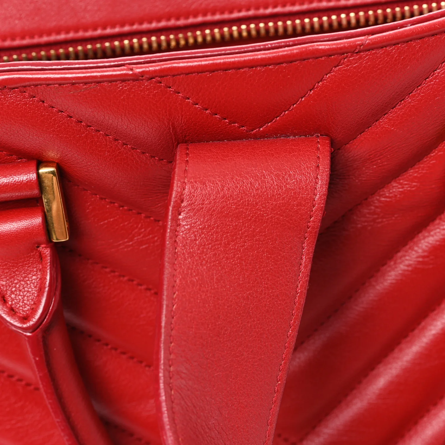 Calfskin Matelasse Chevron Small Monogram Cabas Lipstick Red - Image 11
