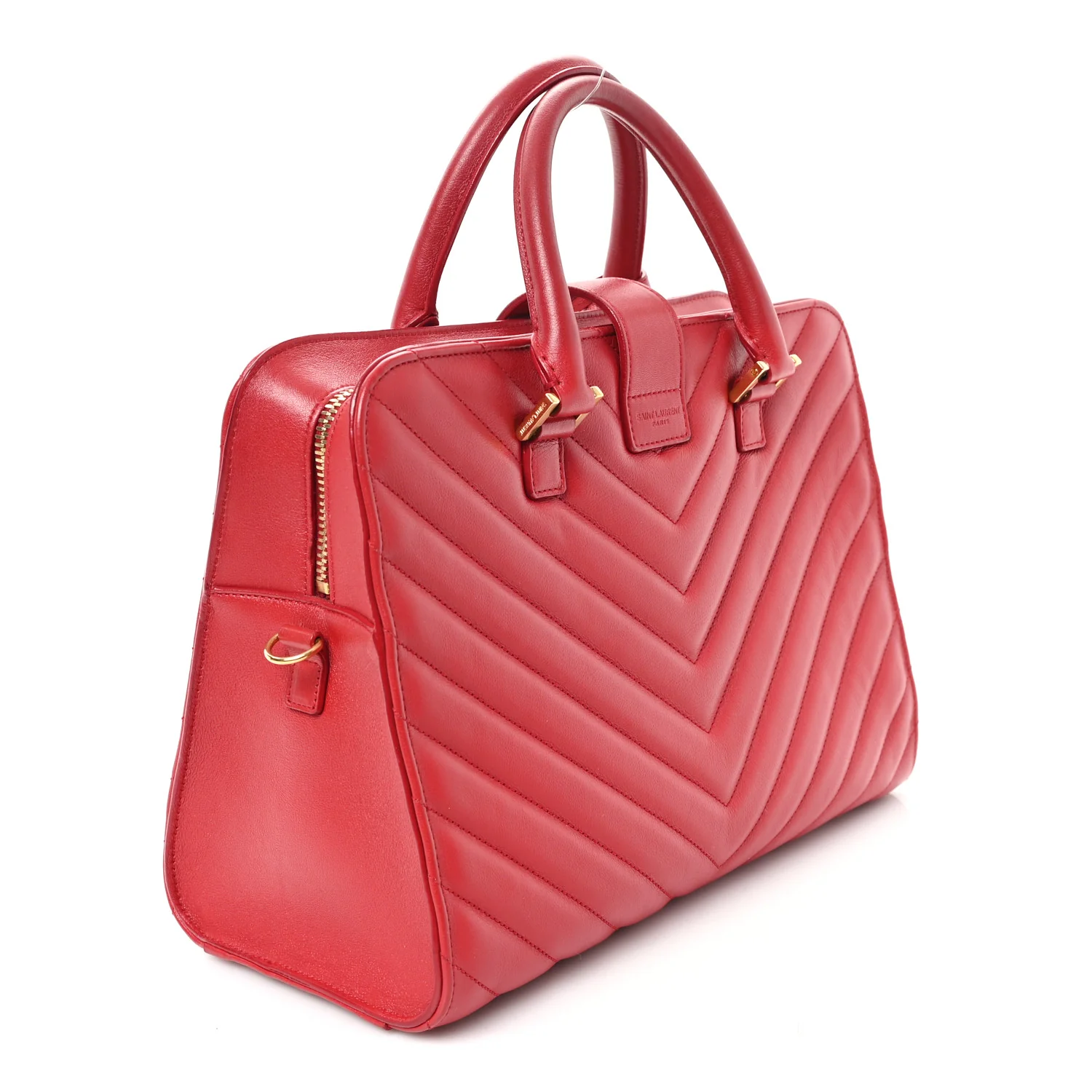 Calfskin Matelasse Chevron Small Monogram Cabas Lipstick Red - Image 3