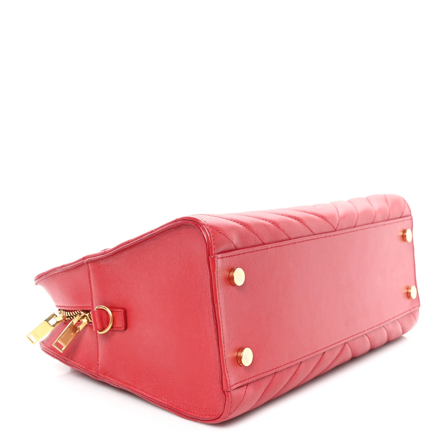 Calfskin Matelasse Chevron Small Monogram Cabas Lipstick Red - Image 4
