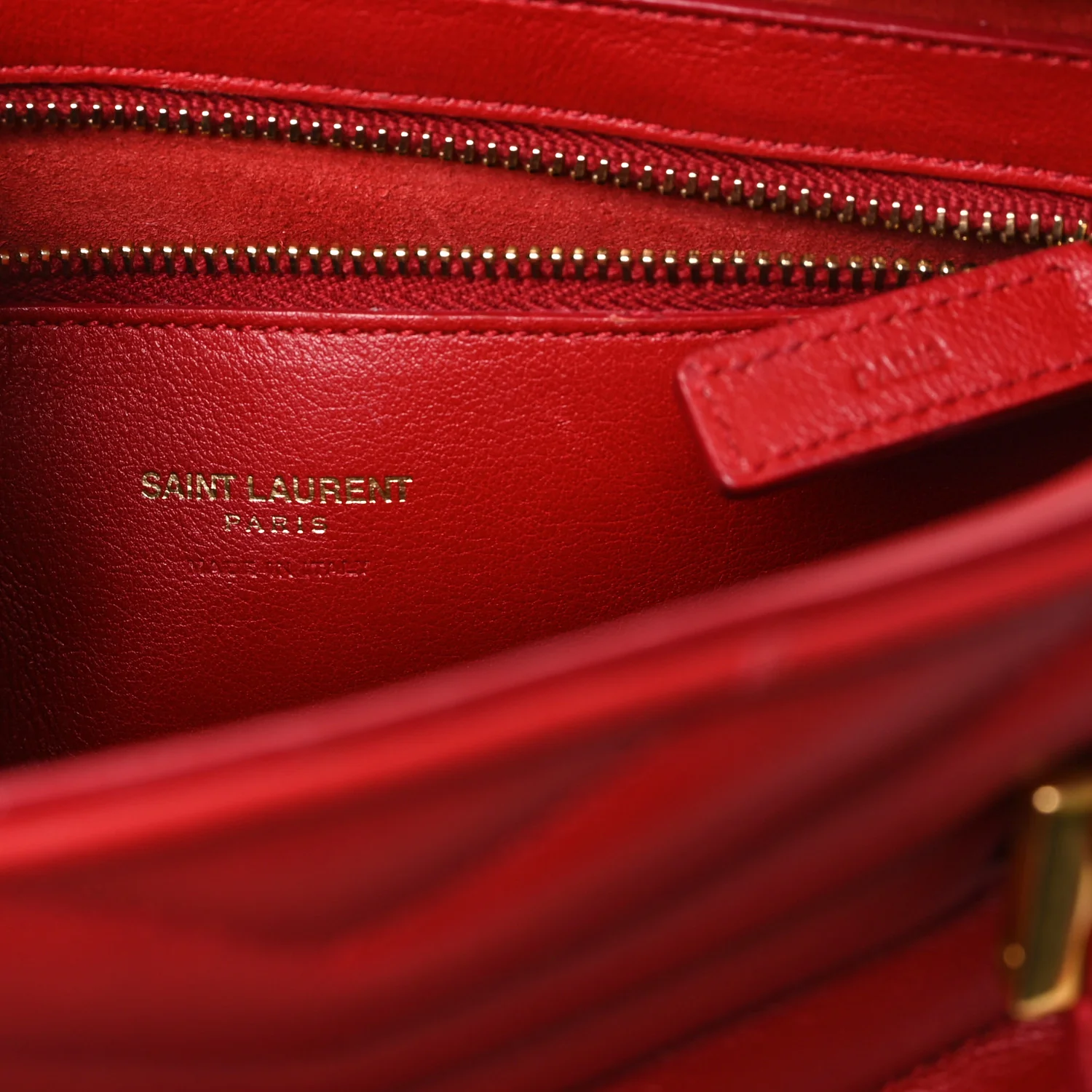 Calfskin Matelasse Chevron Small Monogram Cabas Lipstick Red - Image 6