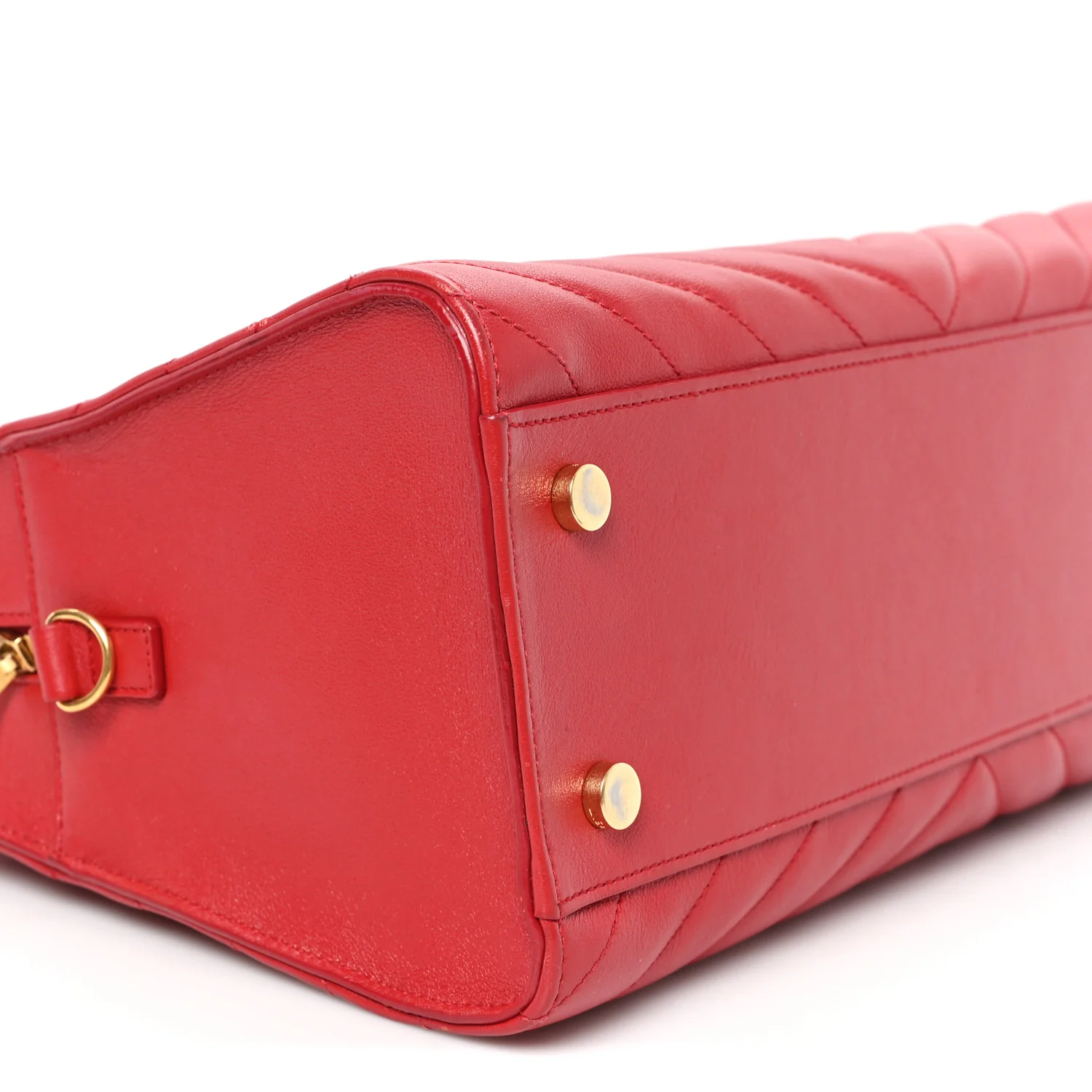 Calfskin Matelasse Chevron Small Monogram Cabas Lipstick Red - Image 9