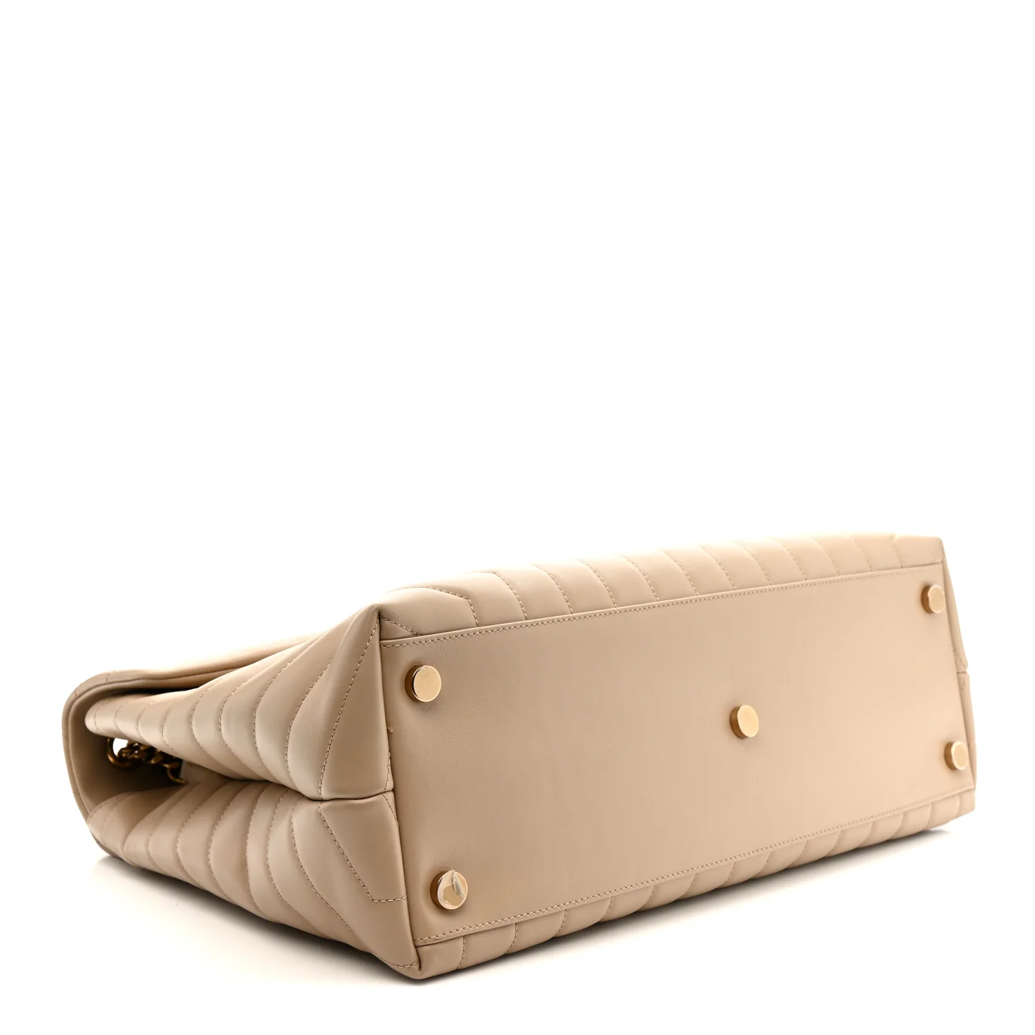 Calfskin Matelasse Large Loulou Monogram Chain Satchel Dark Beige - Image 6