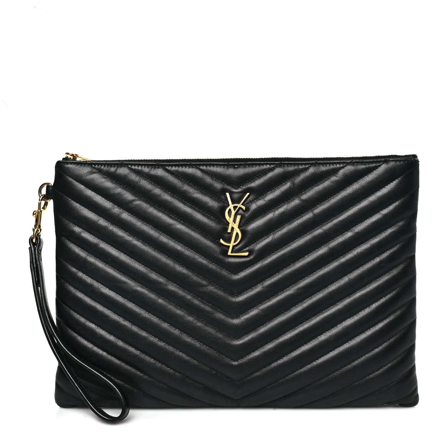 Calfskin Matelasse Monogram Cassandre Tablet Pouch Black
