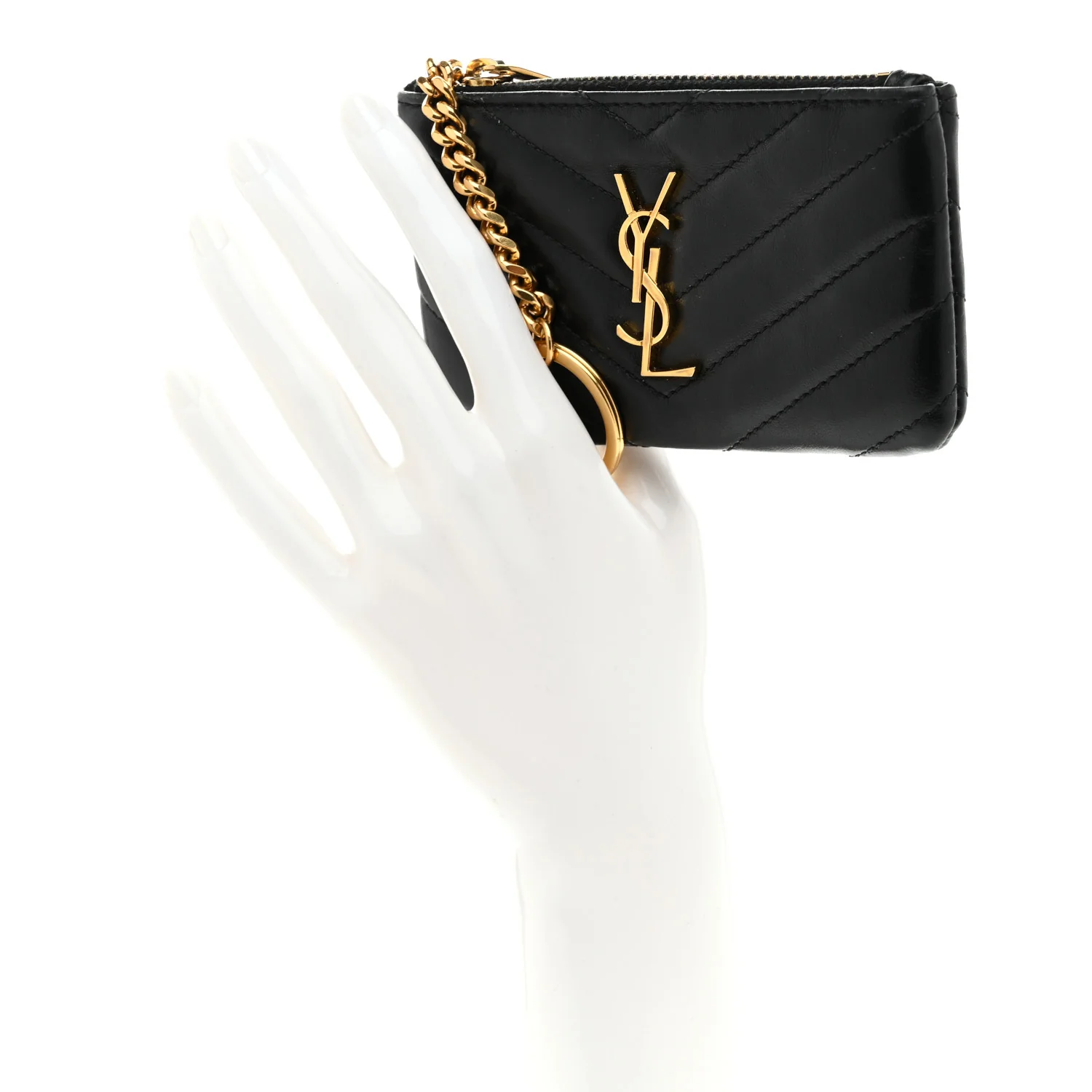 Calfskin Matelasse Monogram Key Pouch Black - Image 2