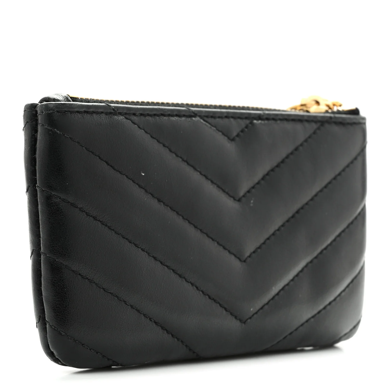 Calfskin Matelasse Monogram Key Pouch Black - Image 3