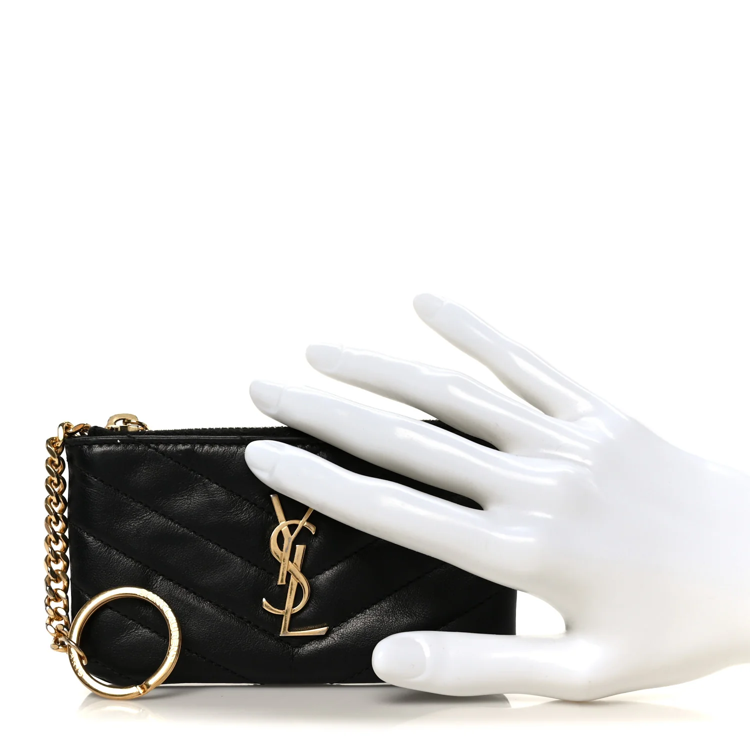 Calfskin Matelasse Monogram Key Pouch Black - Image 2