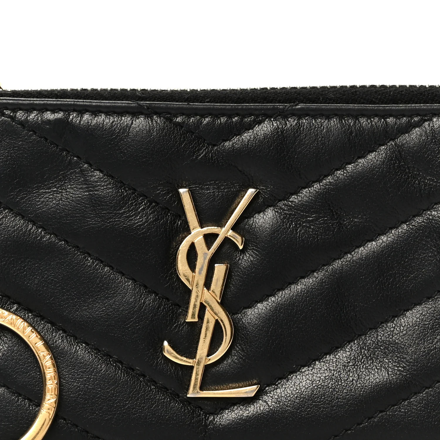 Calfskin Matelasse Monogram Key Pouch Black - Image 8